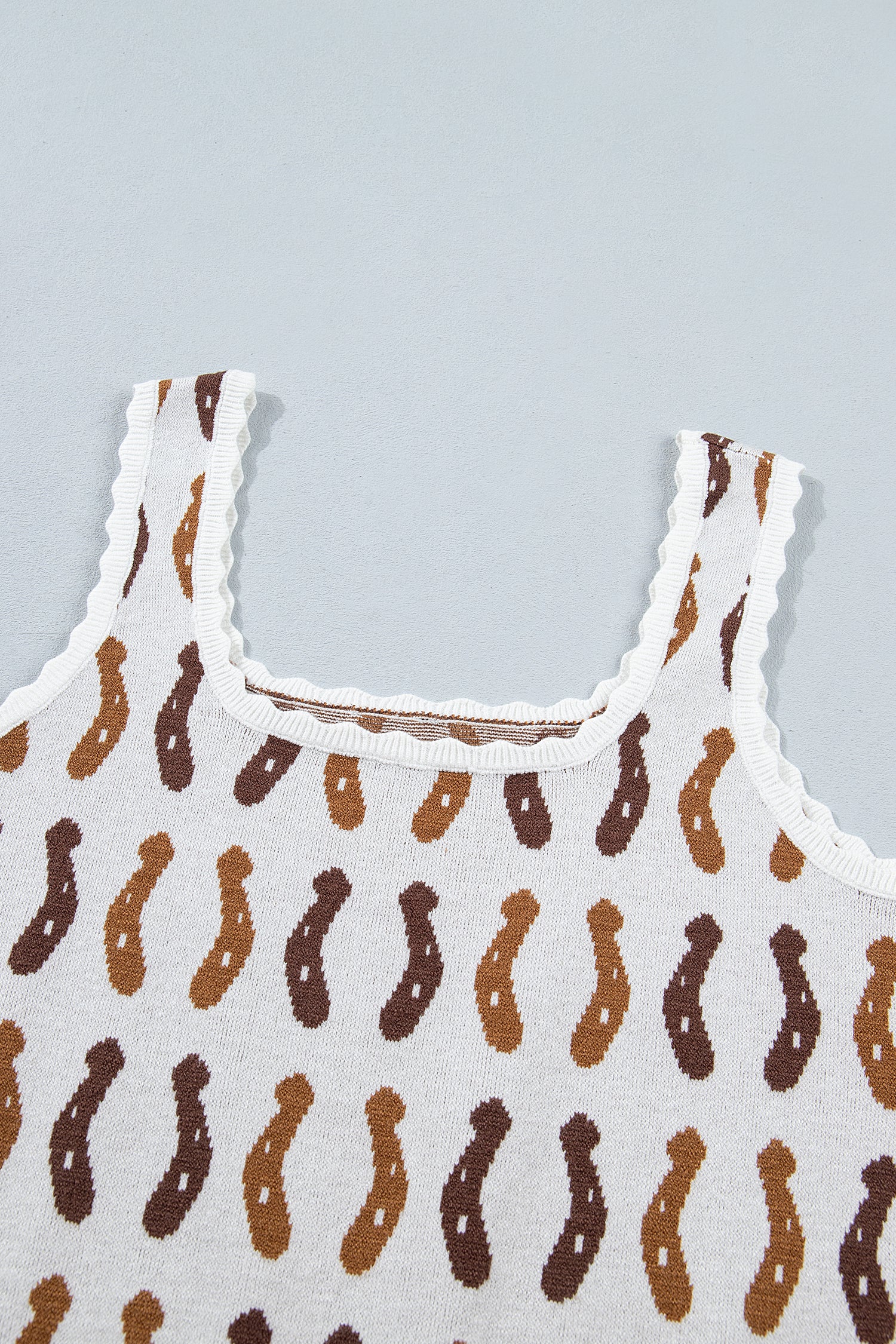 White Western Leopard Print Scalloped Neck Sweater Vest | UK 8-22