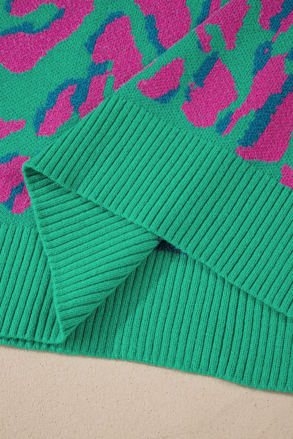 LivelyLooks Abstract Print Ribbed Trim Baggy Sweater Oversized Jumper Knitwear Casual Top women's fashion