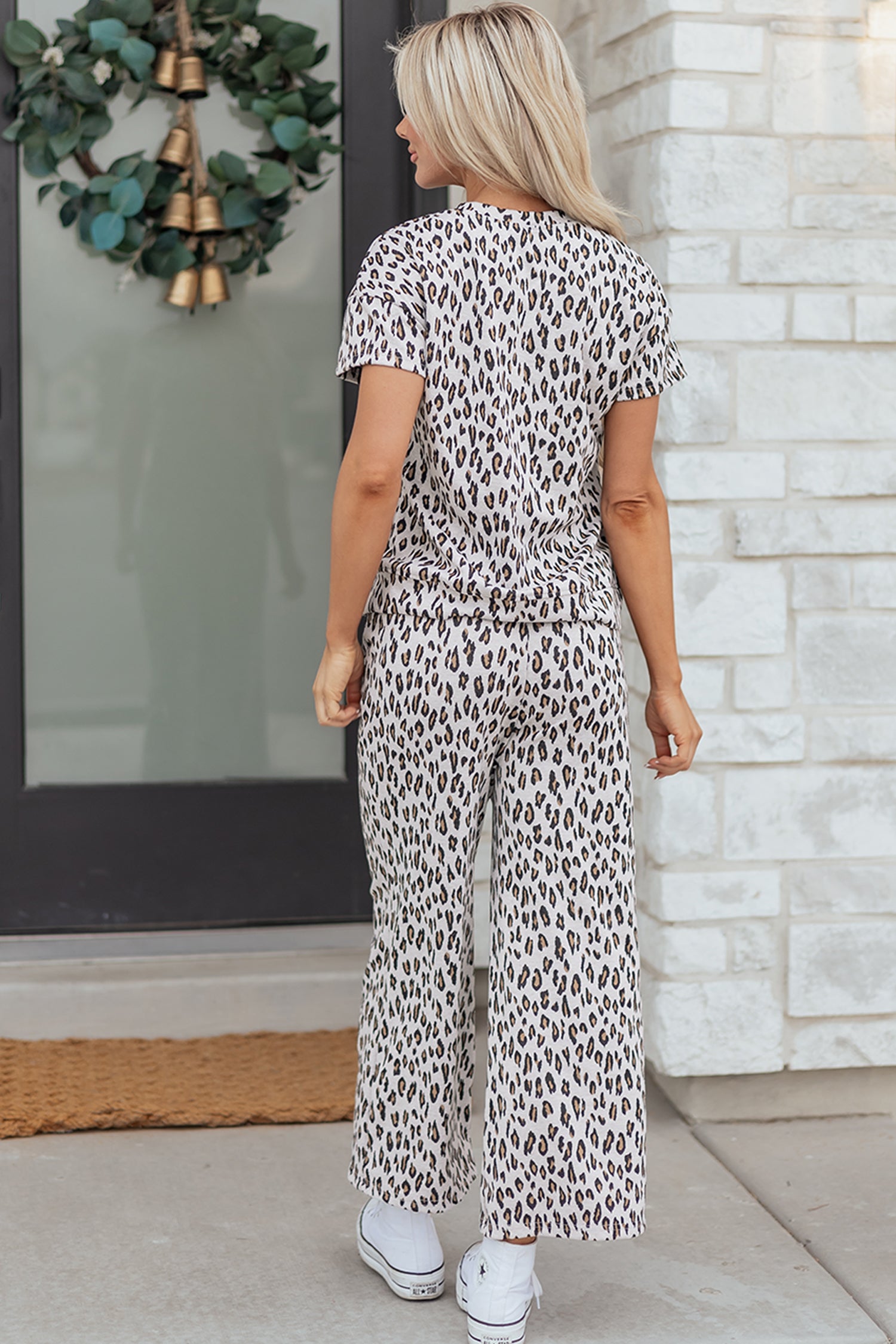 Pink Leopard Print Casual Tee & Pants Co-ord Set | UK 8–22