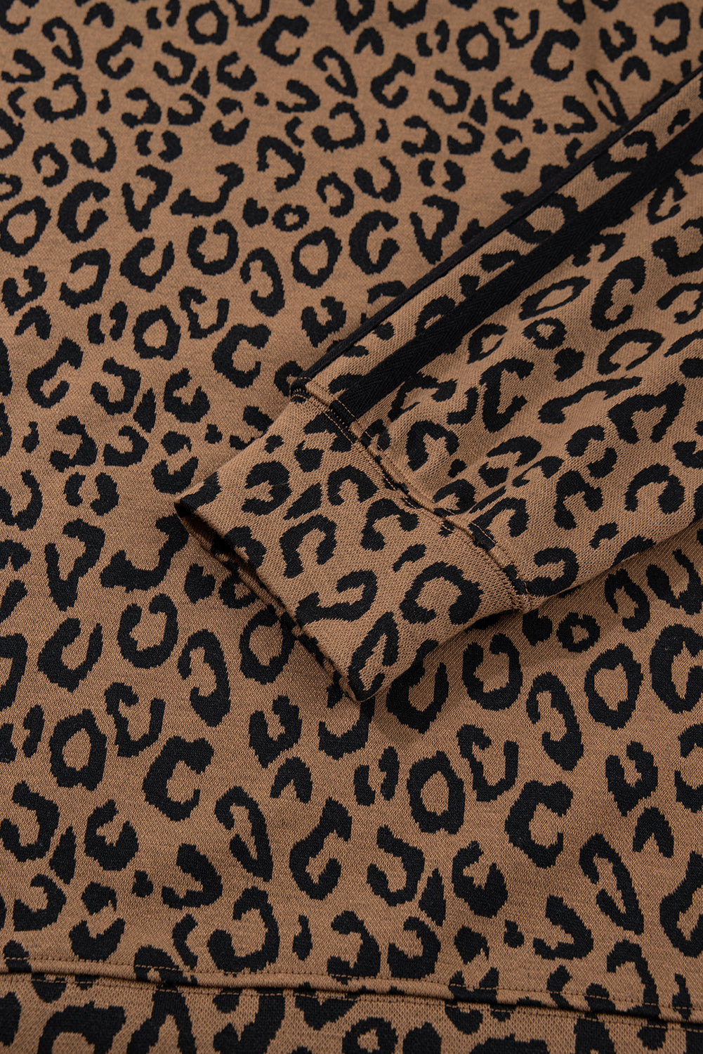 Brown Varsity Stripe Leopard Print Long Sleeve Top & Drawstring Trouser Set