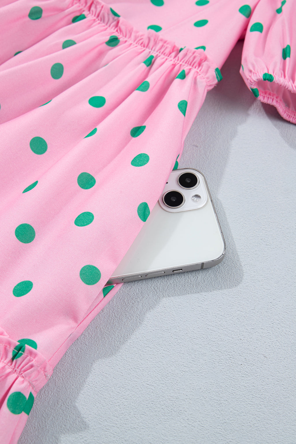 Pink Polka Dot Print V Neck Short Sleeve Tiered Mini Dress | UK 8–22