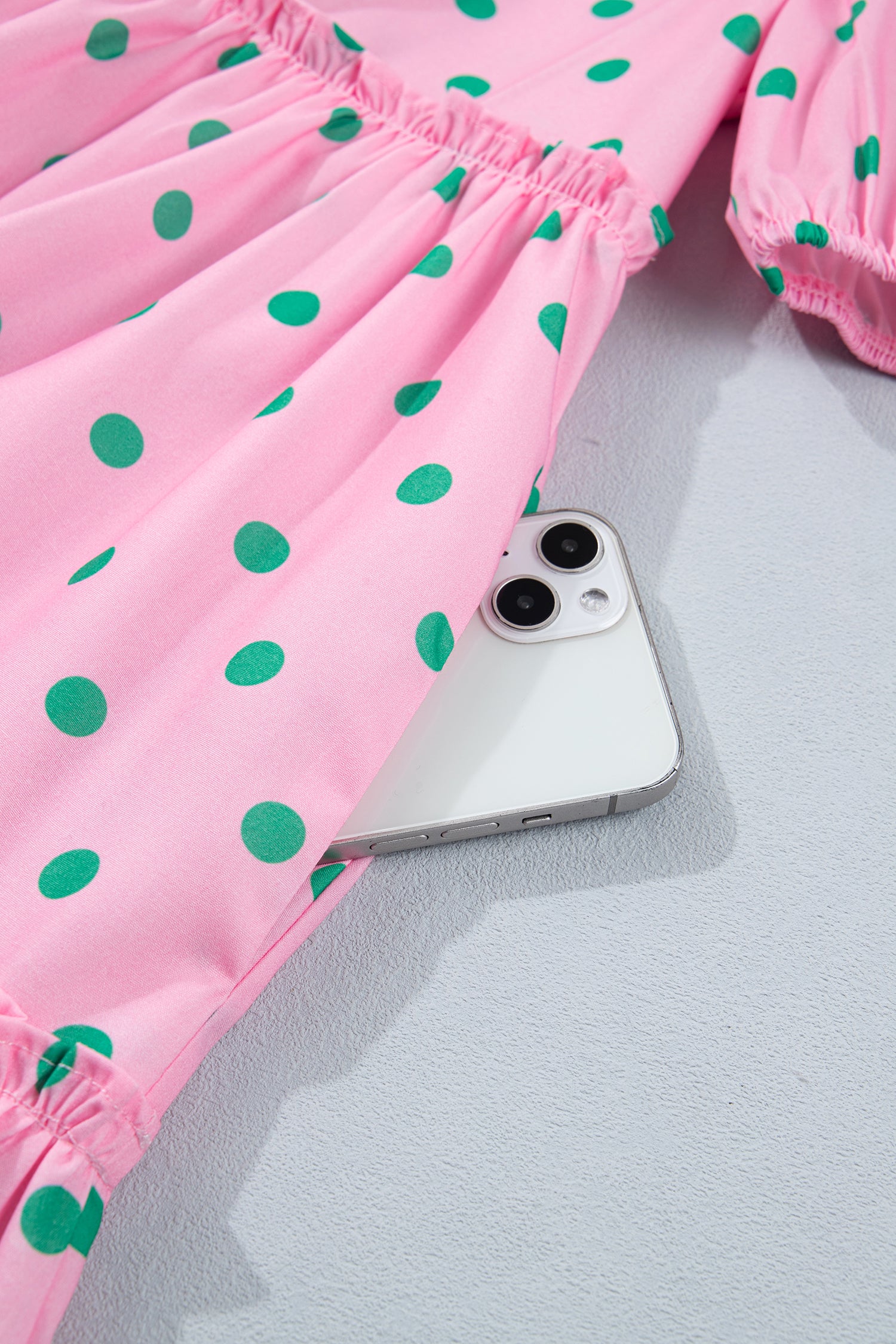 Pink Polka Dot Print V Neck Short Sleeve Tiered Mini Dress | UK 8–22