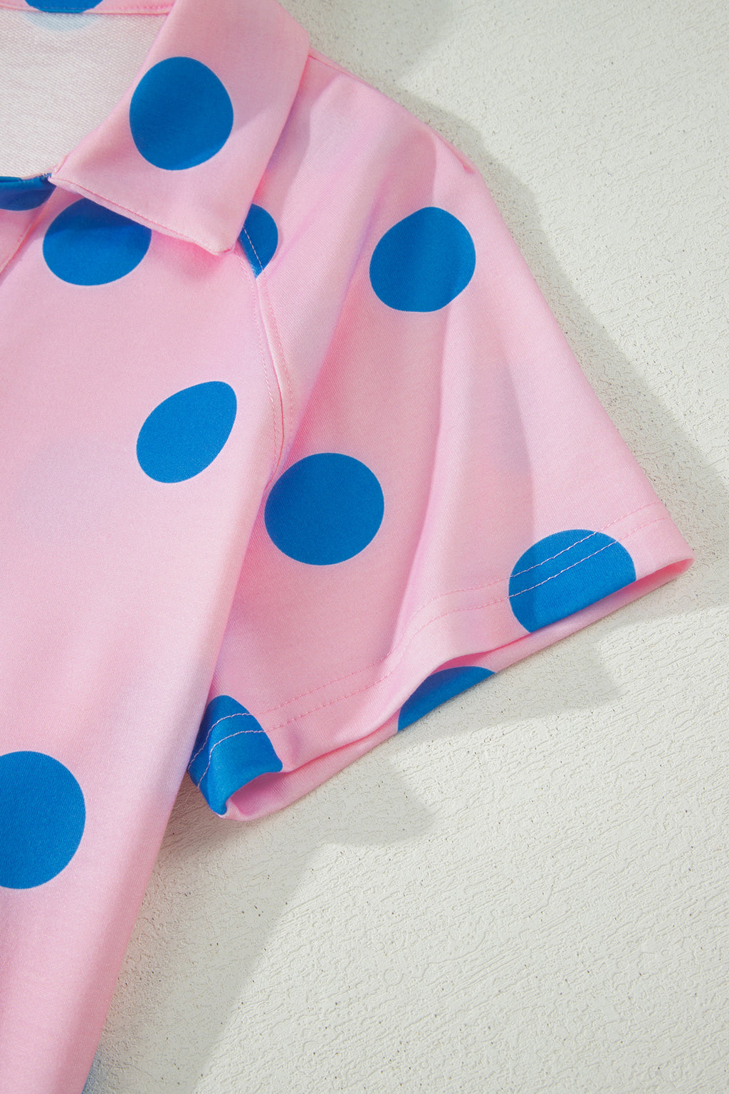 Polka Dot V-Neck Tee & Shorts Co-ord Set | Green, Pink & Beige S-XL