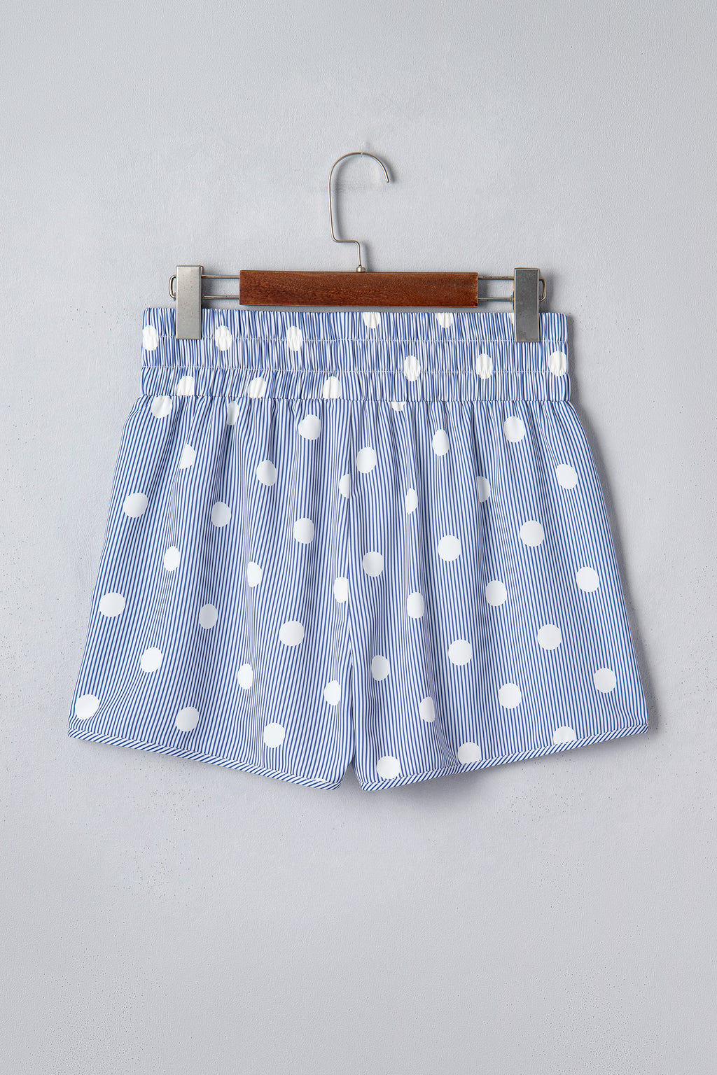 Polka Dot Shirred High Waist Casual Shorts | Apricot & Sky Blue