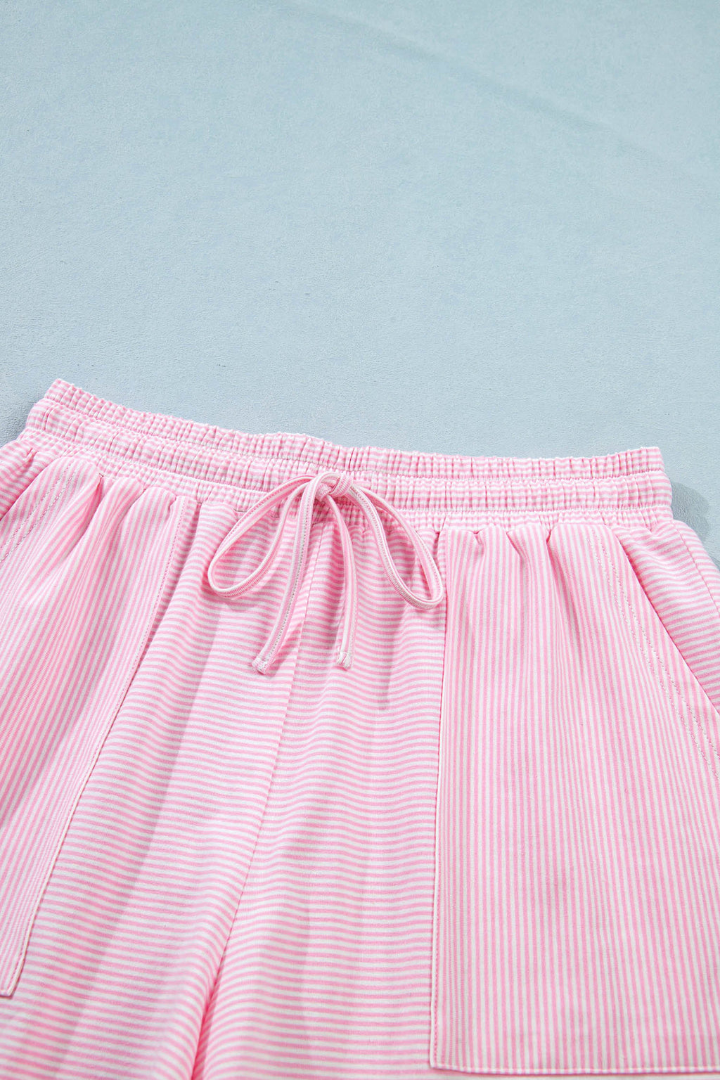 Pink Stripe Matching Oversized Tee & Drawstring Shorts Co-ord Set