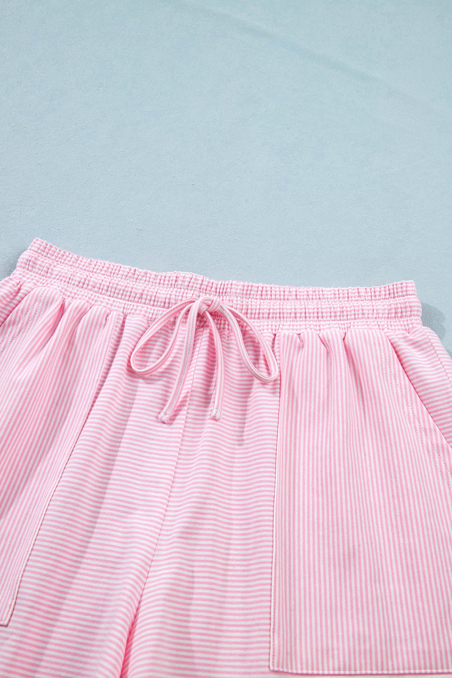 Pink Stripe Matching Oversized Tee & Drawstring Shorts Co-ord Set