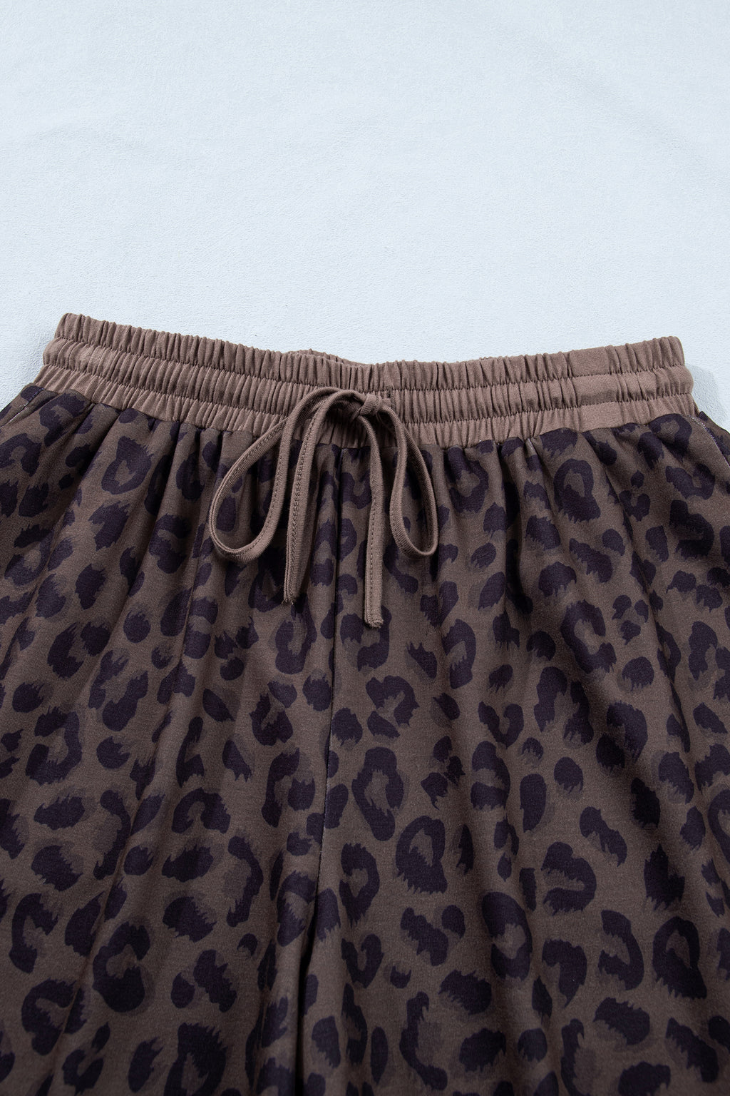 Leopard Print V-Neck Collar 2pcs Short Set | Rose, Khaki & Brown