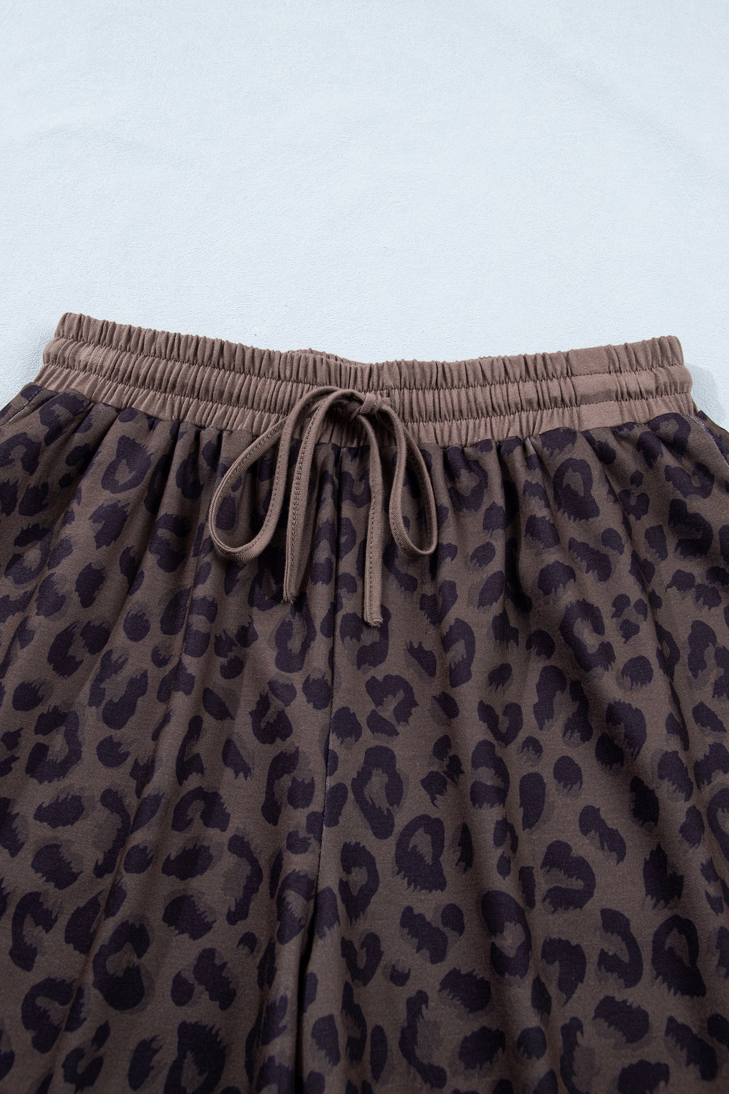 Leopard Print V-Neck Collar 2pcs Short Set | Rose, Khaki & Brown