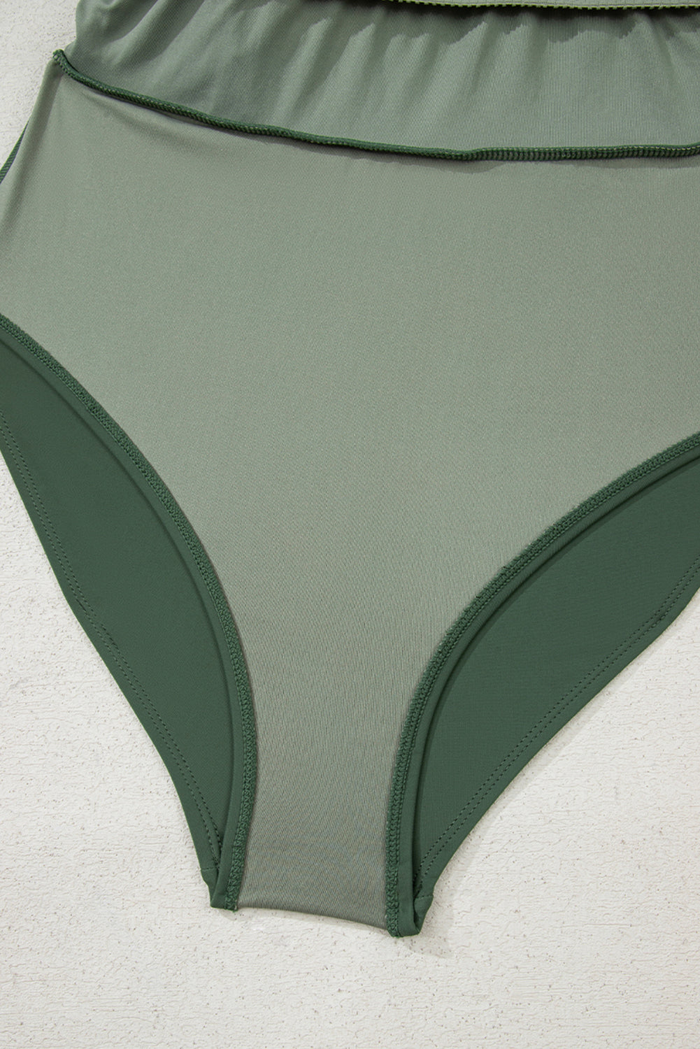 Square Neck Side-Tie Waist A-Line Swim Dress | Green & Black | UK 8-22