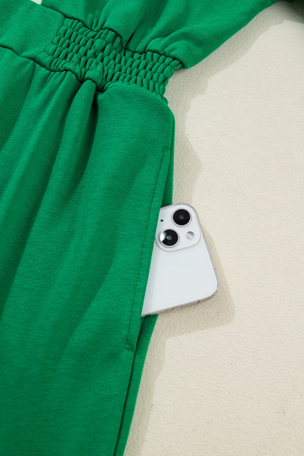 Bright Green Contrast Patchwork Half Zip Elastic Waist Mini Dress S-XL