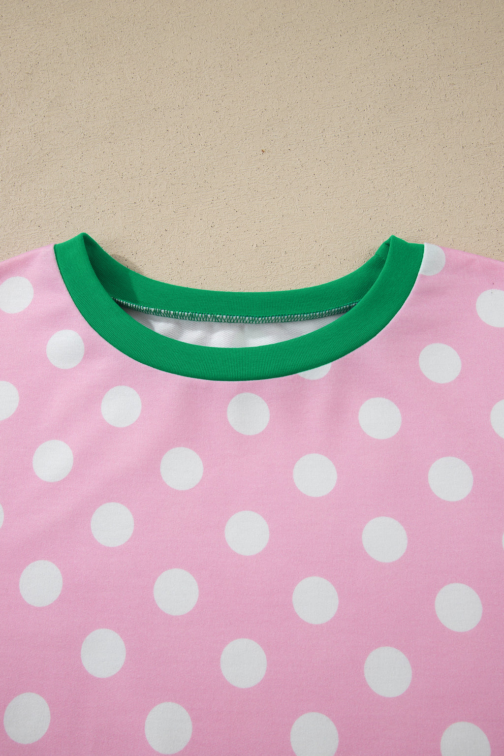 Polka Dot Contrast Edge Casual Short Set Pink Sky Blue Women S-XL