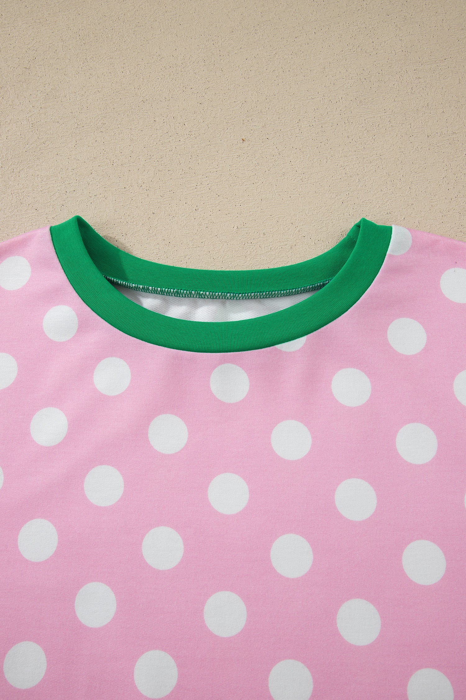 Polka Dot Contrast Edge Casual Short Set Pink Sky Blue Women S-XL