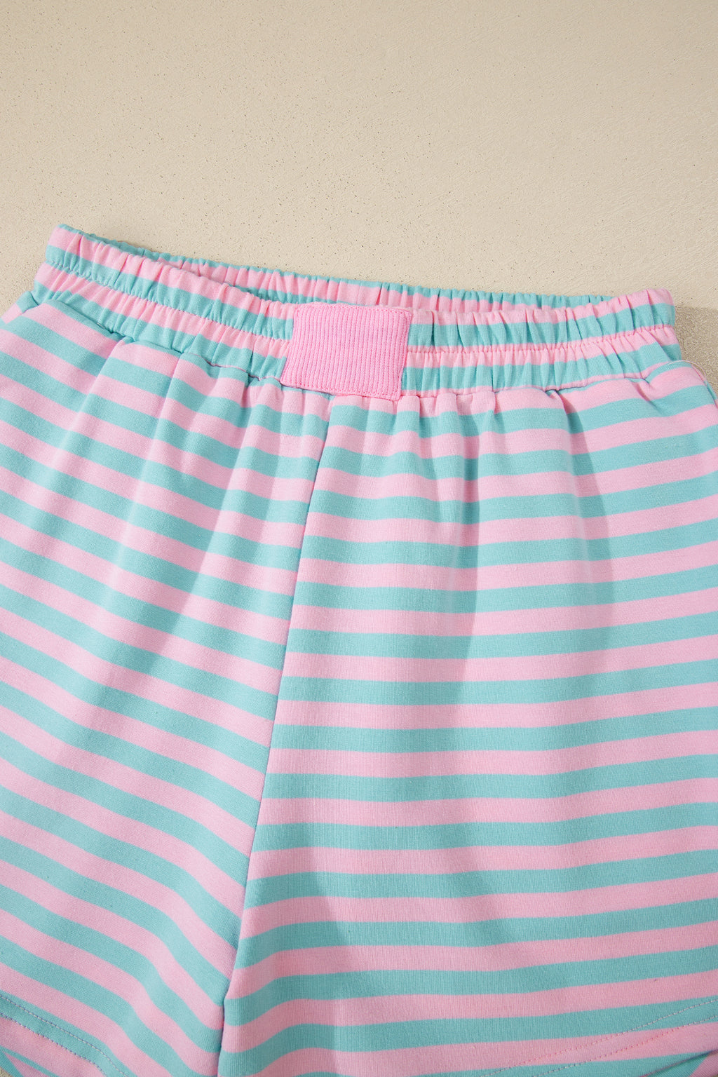 Stripe Colour Block Long Sleeve Pullover & Shorts Set | Pink, Yellow & Green Stripe