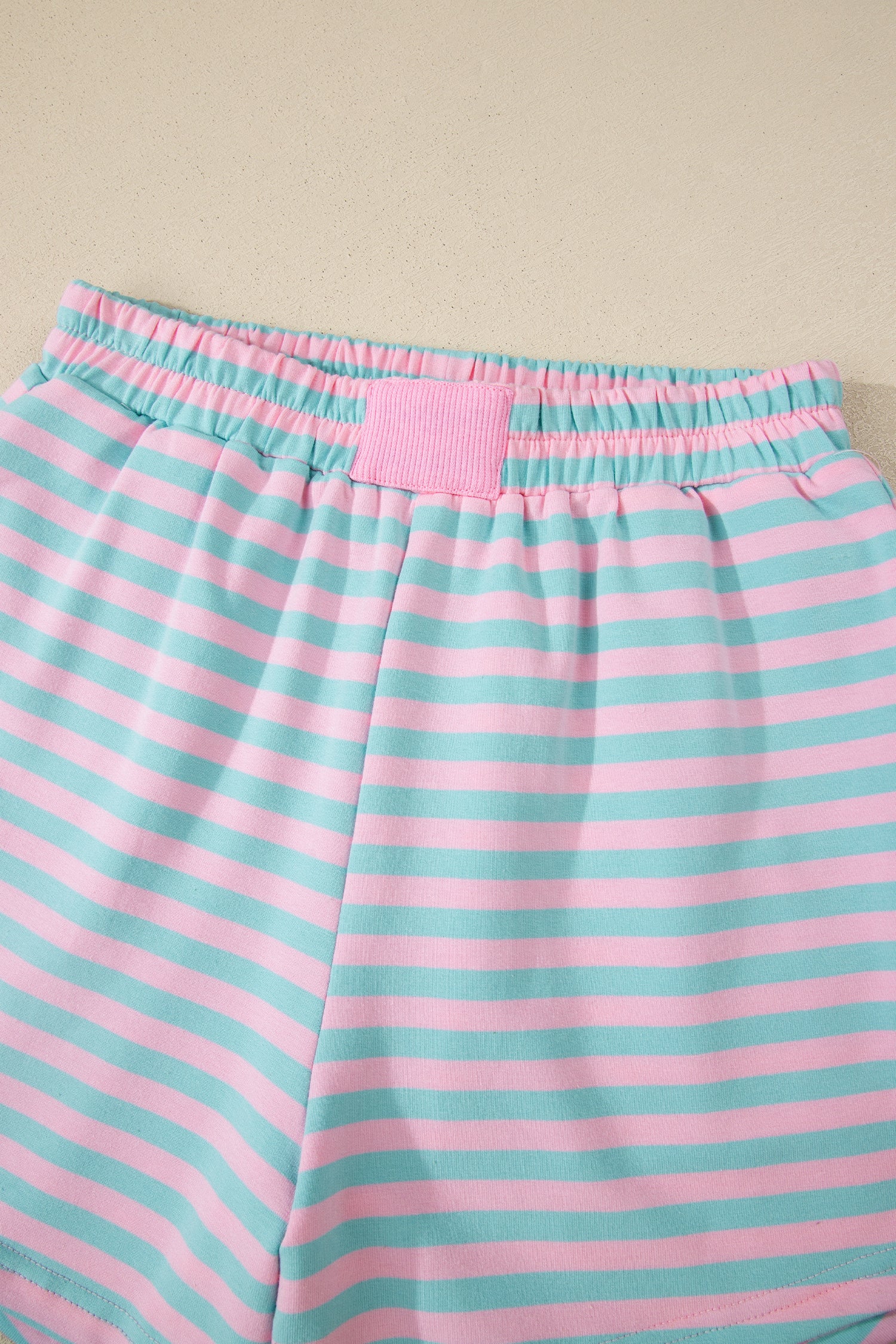 Stripe Colour Block Long Sleeve Pullover & Shorts Set | Pink, Yellow & Green Stripe
