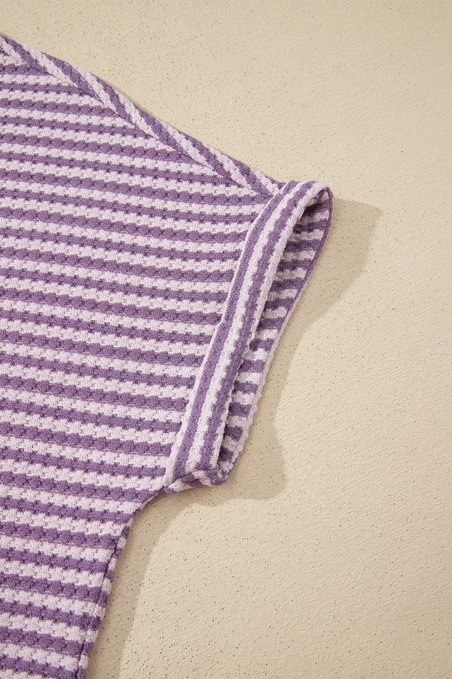 Stripe Textured Knit Top & Shorts Co-ord Set | Brown, Black & Purple | UK 8–18