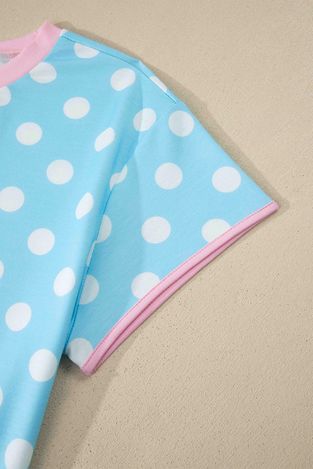 Sky Blue Polka Dot Short Sleeve Top & Wide Leg Trouser Set