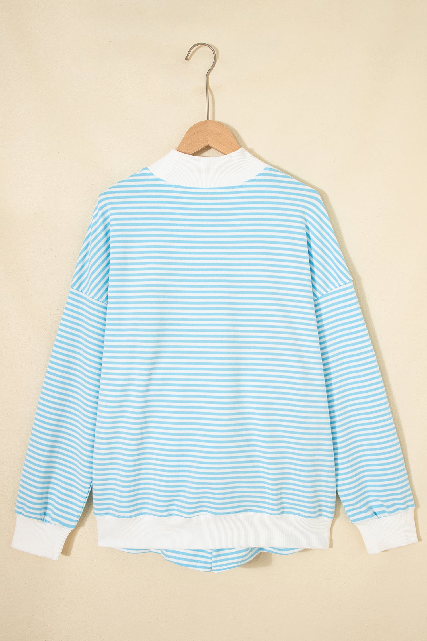 Striped Oversized Mock Neck Sweatshirt & Shorts Co-ord Set | Blue, Pink, Green | S-XL