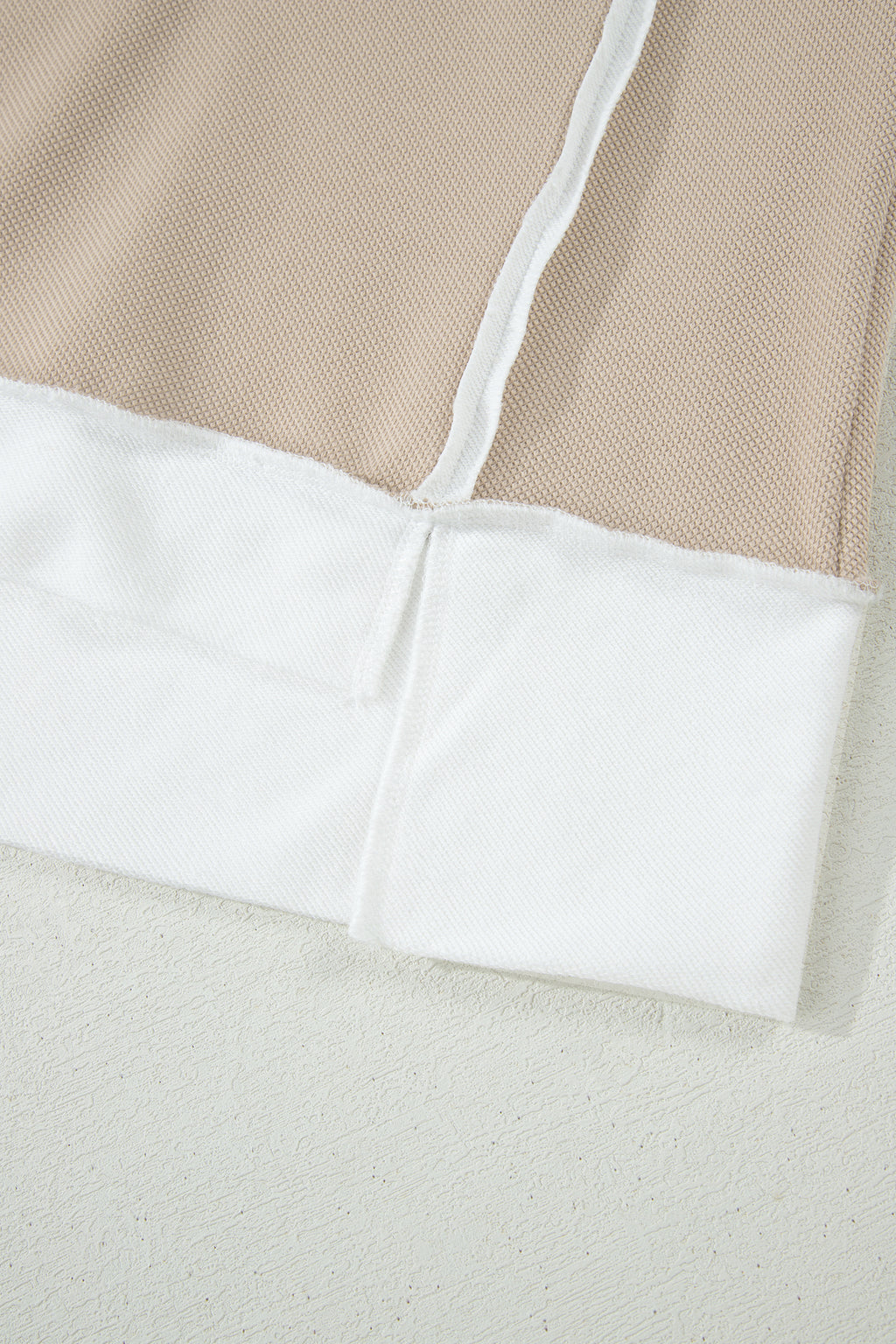 Beige Raw Edge Colour Block Oversized Tee & Drawstring Shorts Co-ord Set