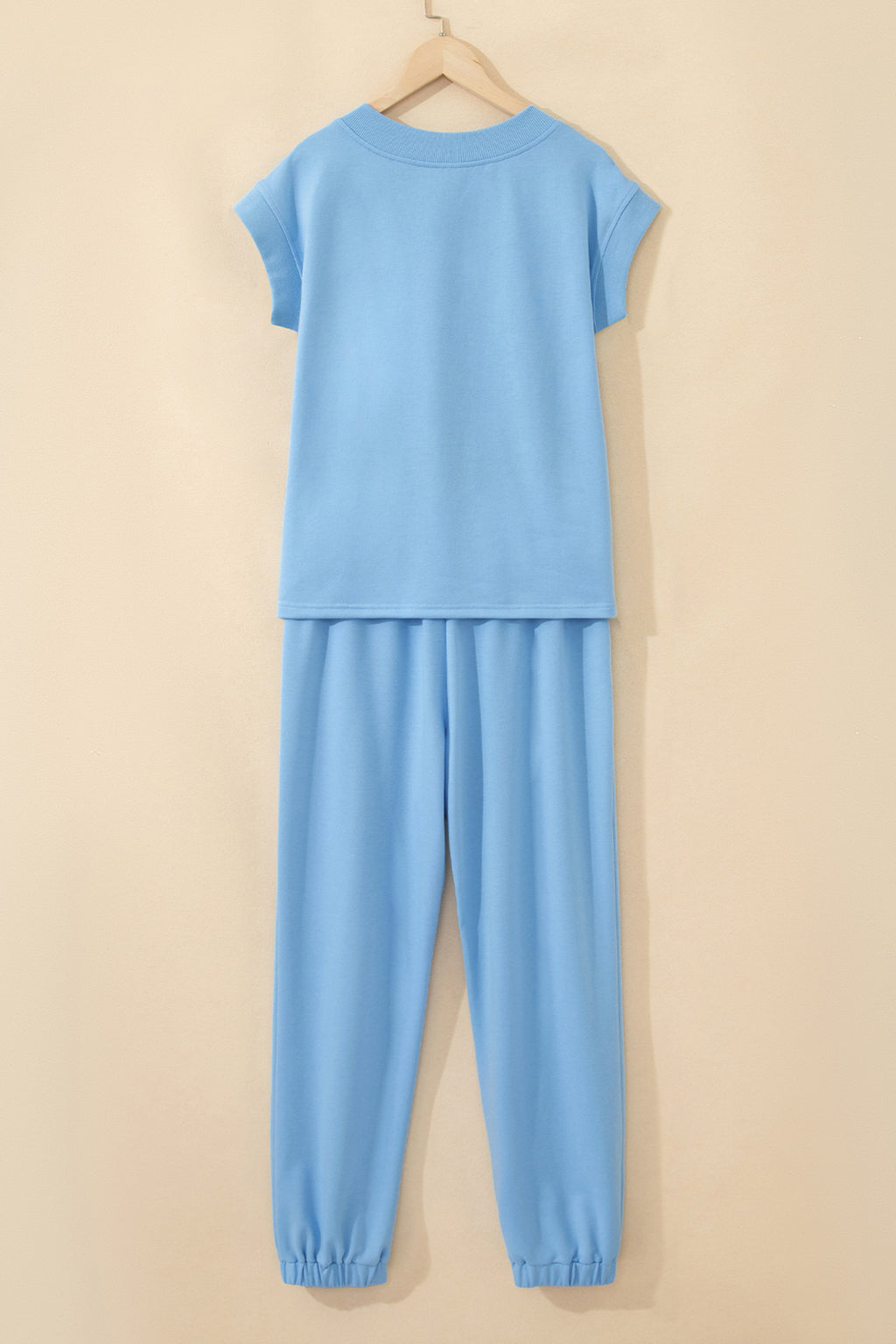 V-Neck Tee & Drawstring Pant Set | Apricot Pink, Mint Green, Bonbon & Beau Blue
