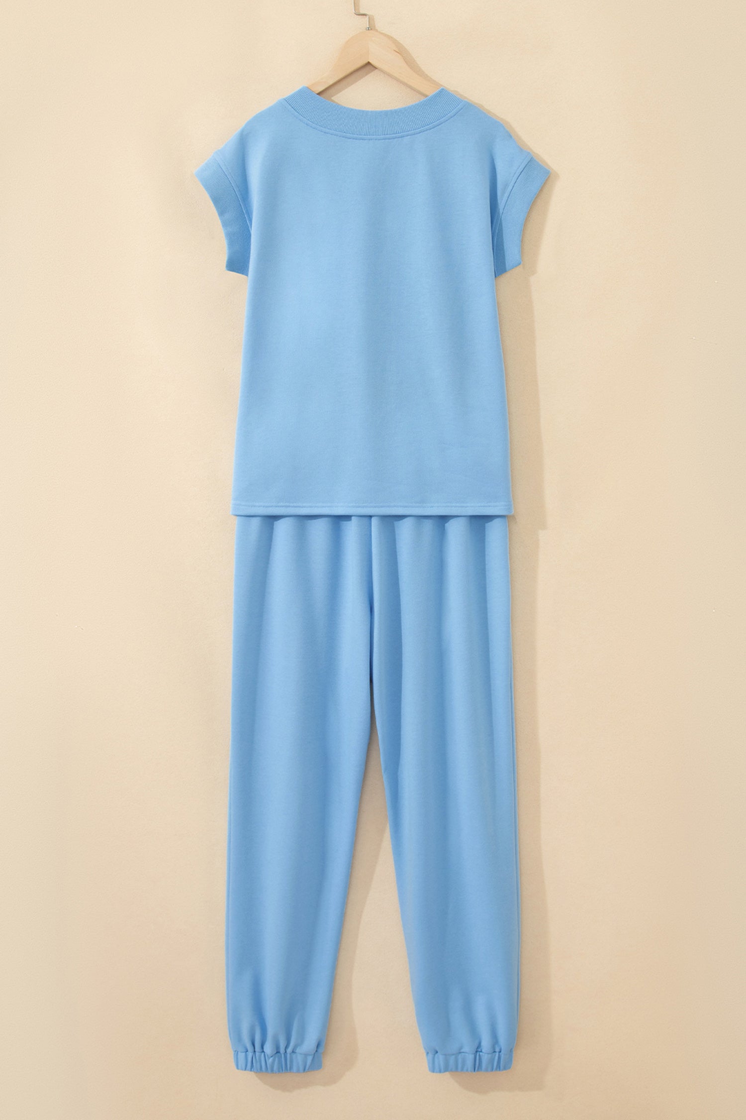 V-Neck Tee & Drawstring Pant Set | Apricot Pink, Mint Green, Bonbon & Beau Blue