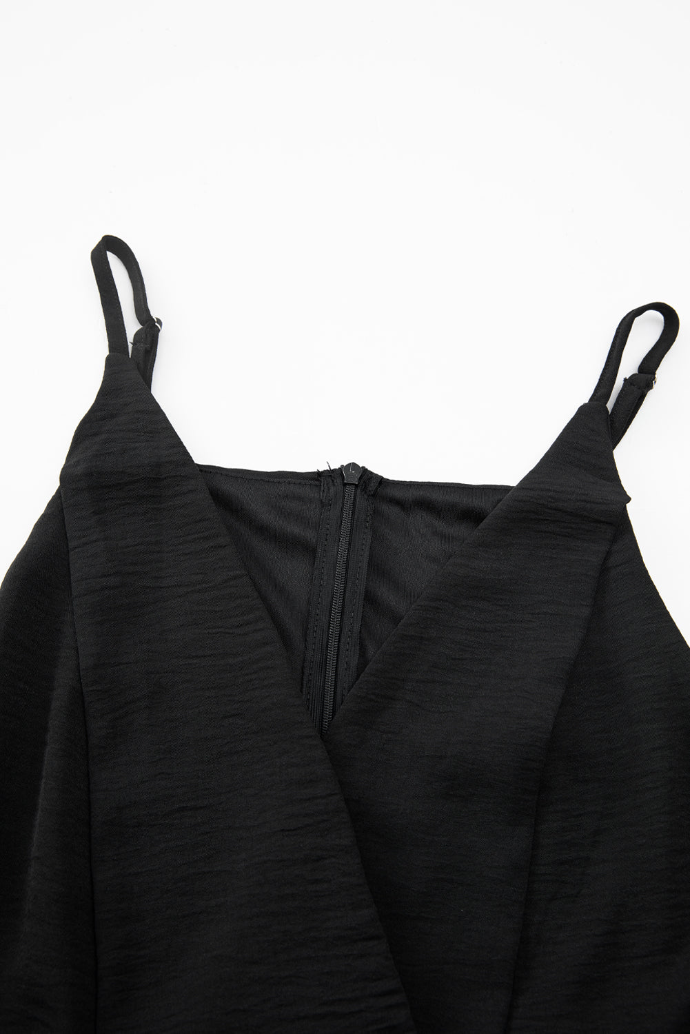 Women's Black Spaghetti Strap High Waist Wide Leg Drawstring Jumpsuit at LivelyLooks