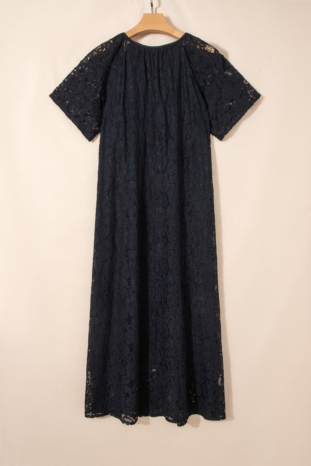Black Floral Lace Overlay Tassel Tie Beach Vacation Maxi Dress S-XL