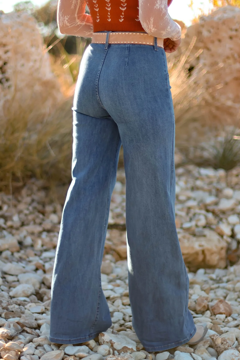 Women's Women's High Waist Wide Leg Jeans Multi Button Detail With Pockets Sizes 4-16 at LivelyLooks