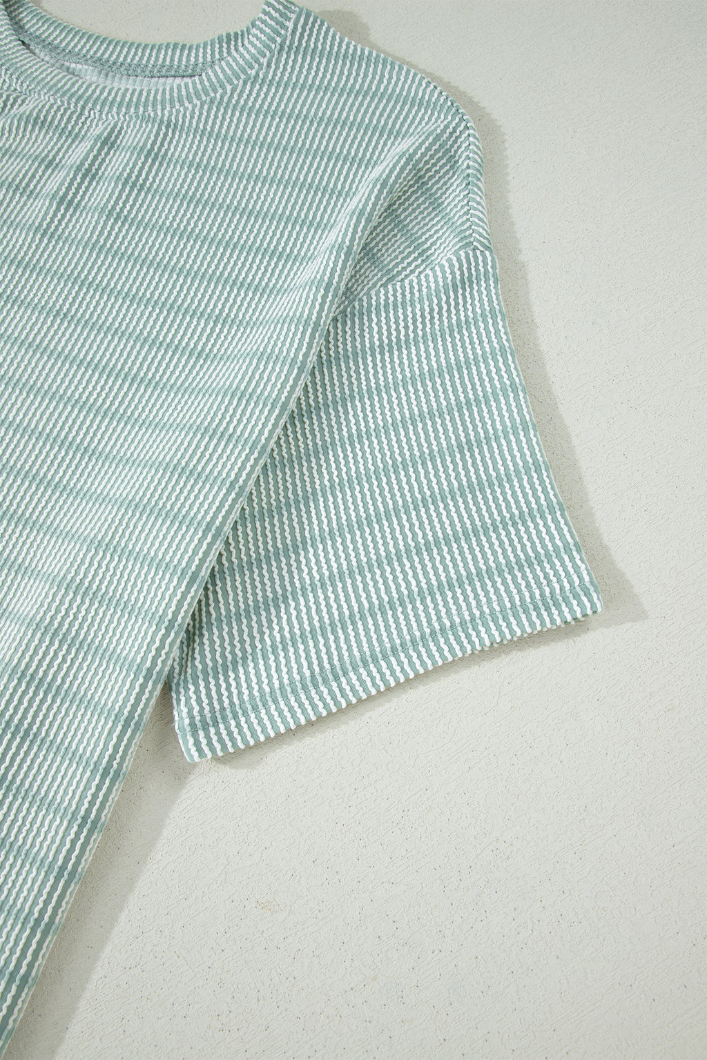 LivelyLooks Stripe Raised Rib Tee & Drawstring Shorts Set Women's S-XL women's fashion