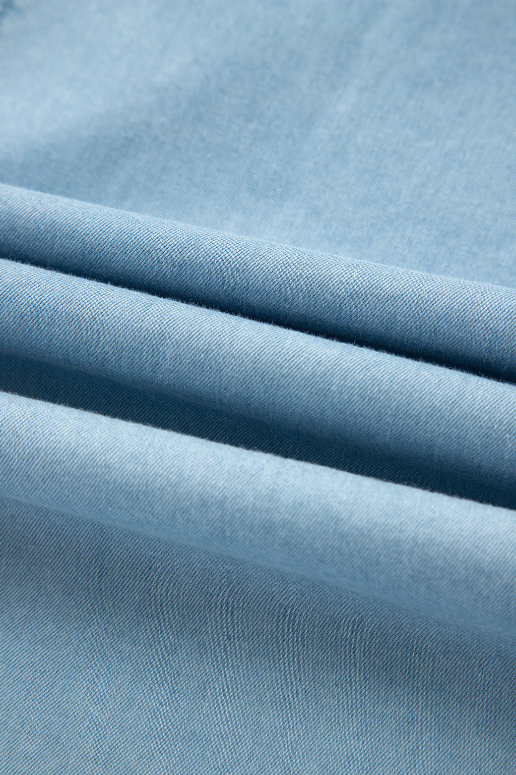 Women's Blue Button-Down Collared Bubble Sleeve Long Denim Dress at LivelyLooks