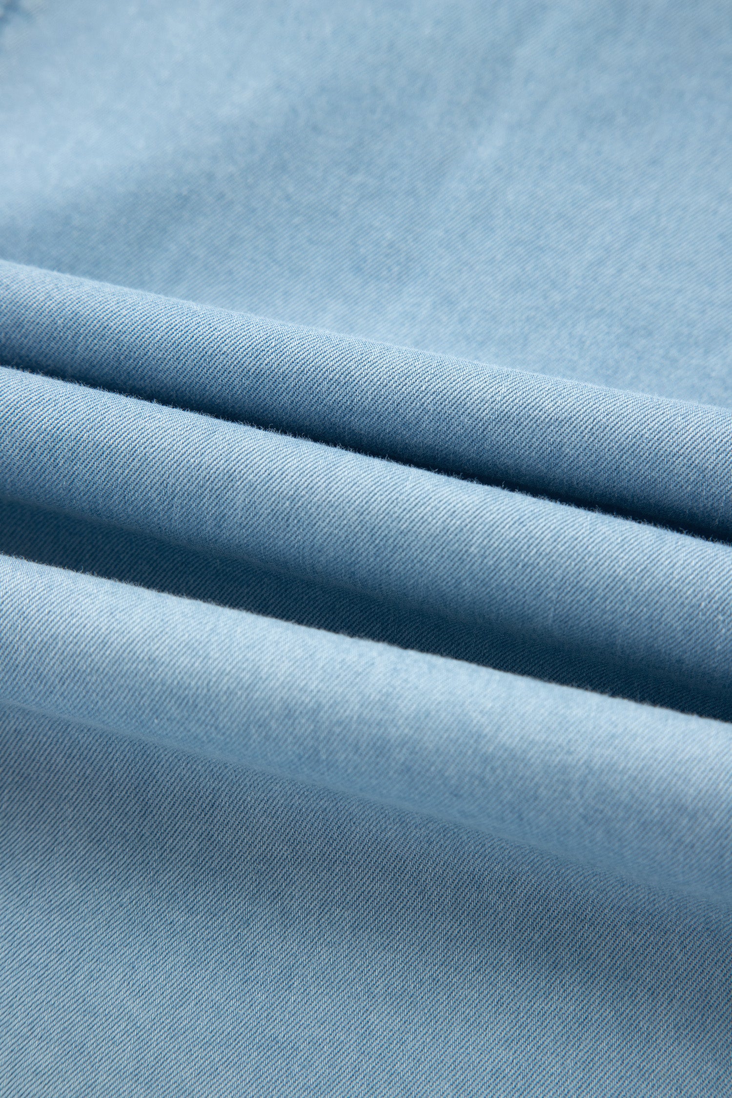 Women's Blue Button-Down Collared Bubble Sleeve Long Denim Dress at LivelyLooks