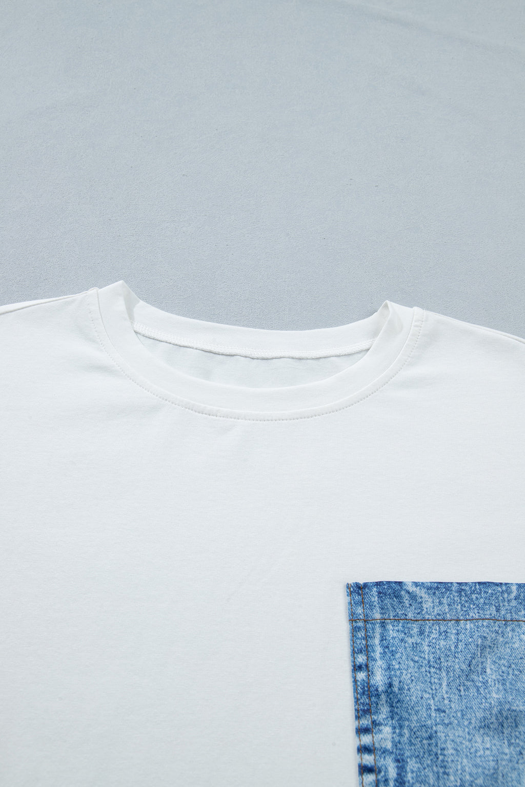 LivelyLooks Sail Blue Colour Block Chest Pocket Casual Short Sleeve Top women's fashion