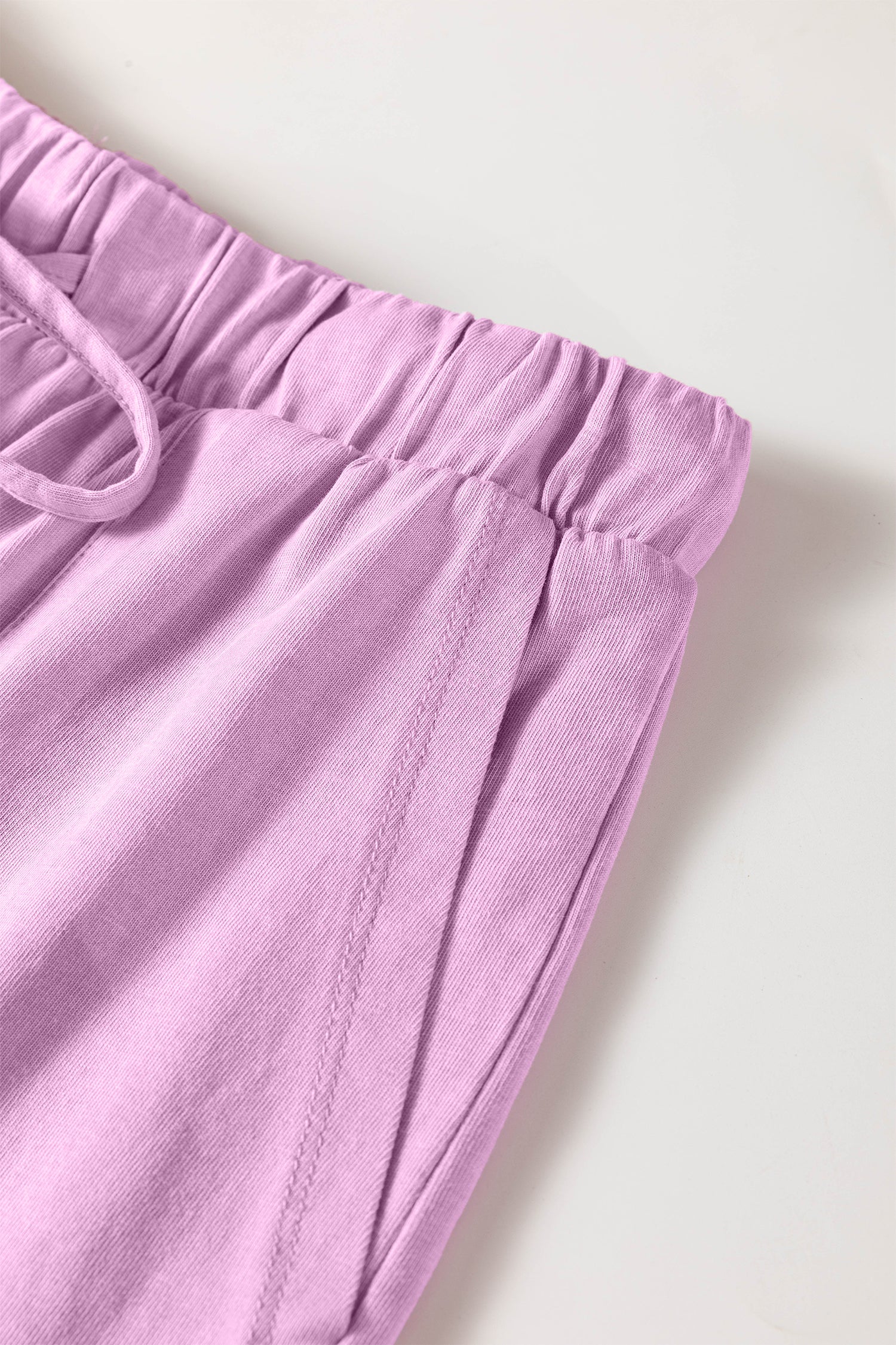 Women's Mineral Wash Cotton Crew Neck Tee & Shorts Set Pink S-XL