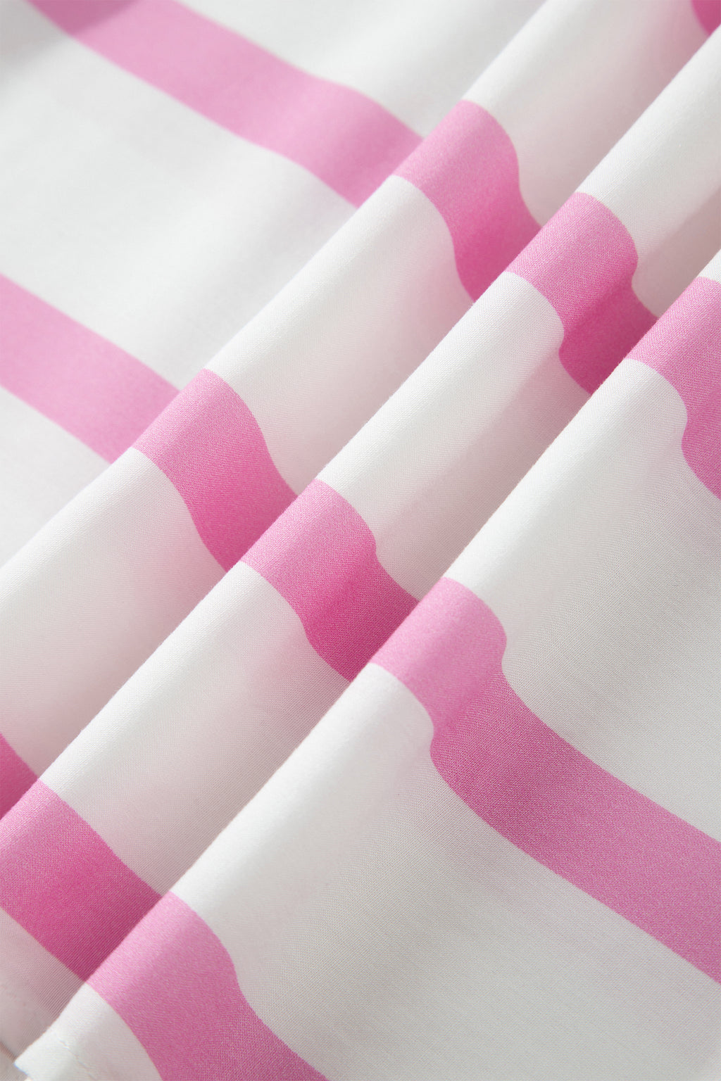 Shop Women's Stripe Ricrac Trim Notched V-Neck Puff Sleeve Midi Dress Pink at LivelyLooks