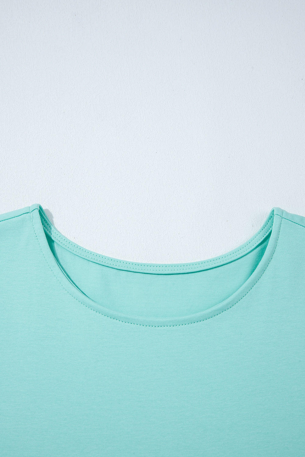Beige & Mint Green Frilled Trim Crew Neck Loose Mini Dress S-XL