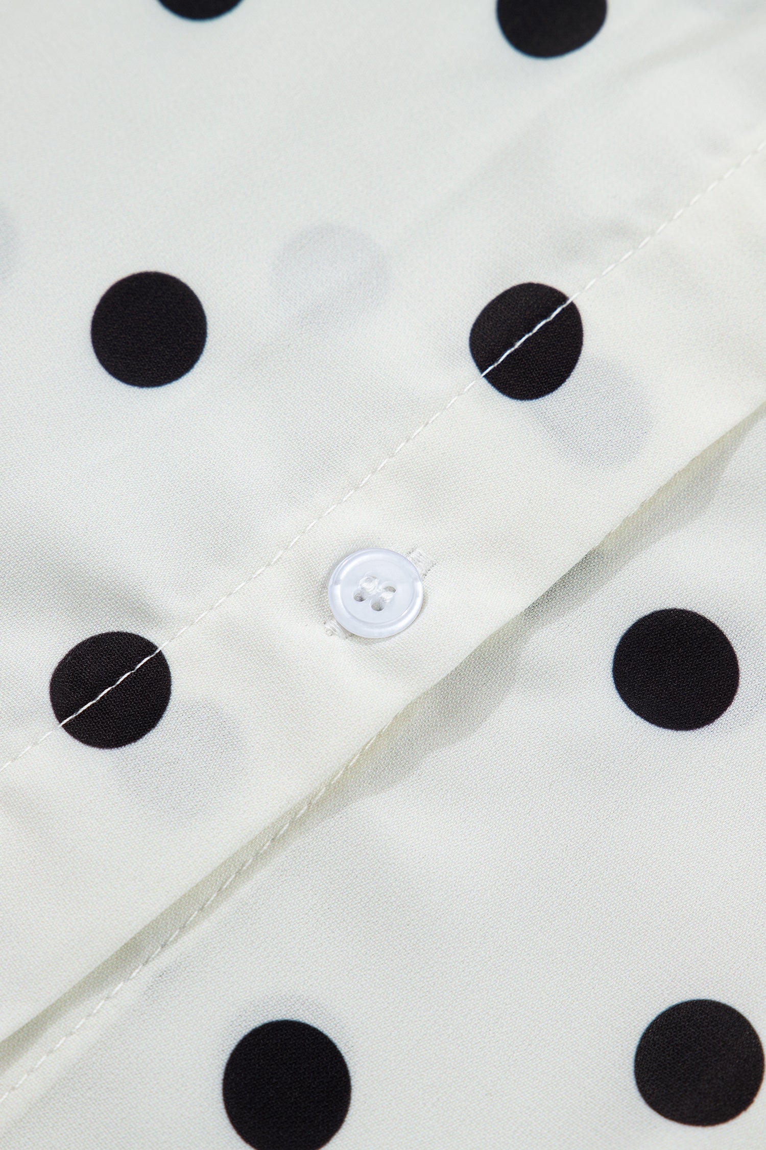 Beige Polka Dot Dolman Shirt Loose Fit Short Sleeve Rolled Cuff Women S-XL