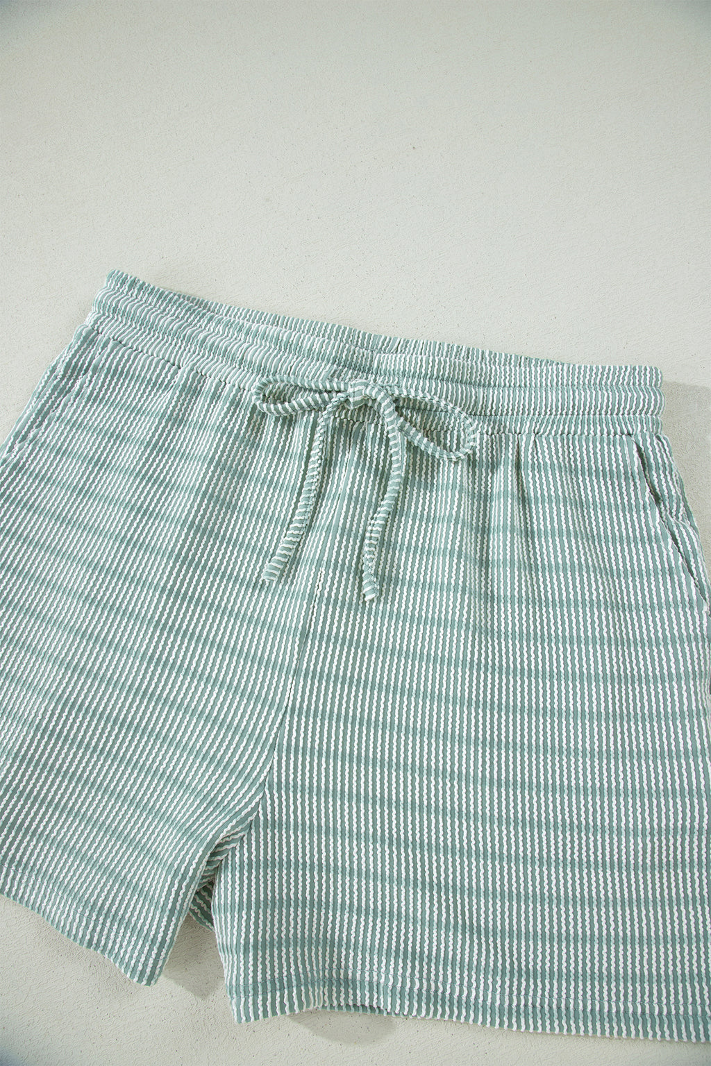 LivelyLooks Stripe Raised Rib Tee & Drawstring Shorts Set Women's S-XL women's fashion