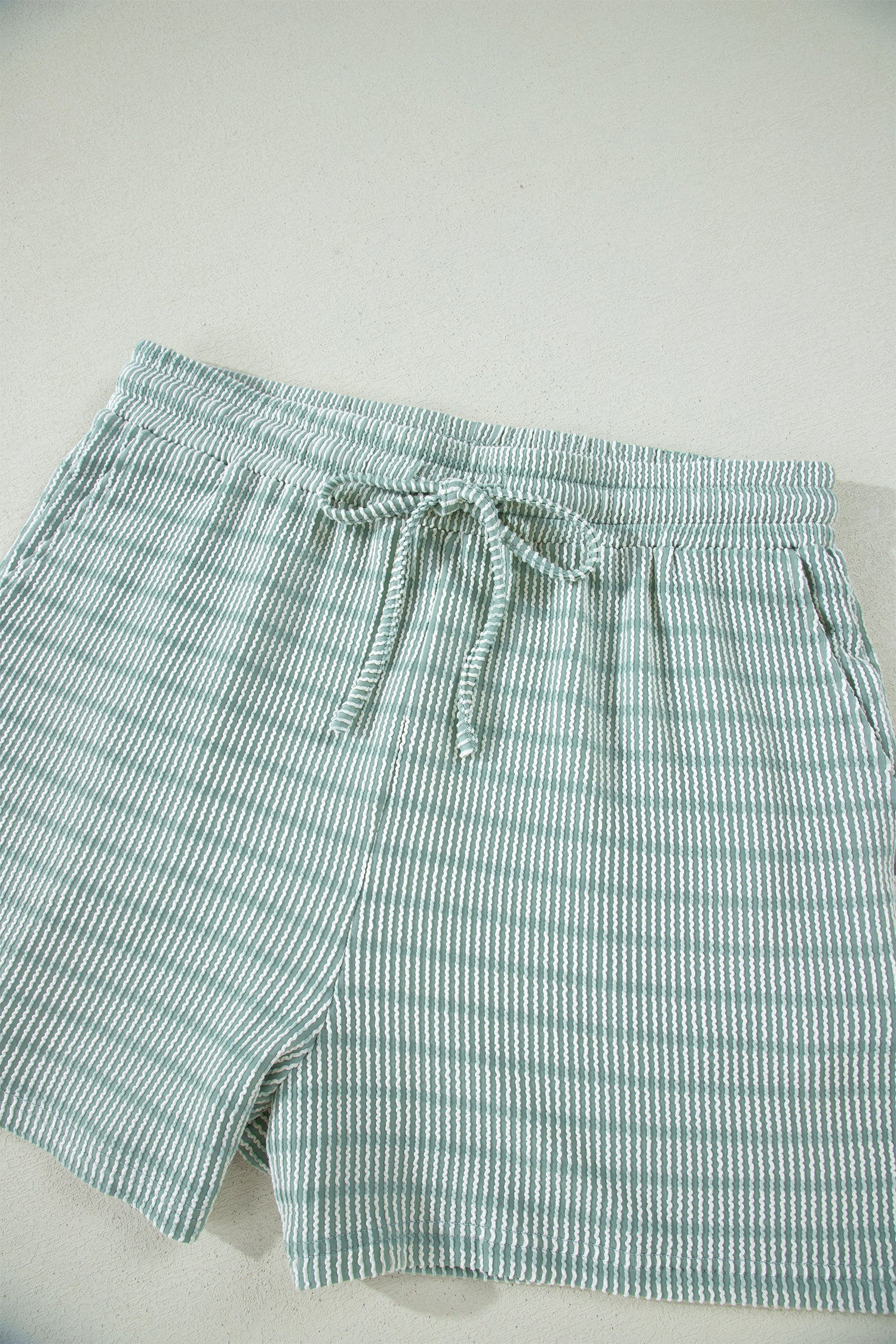 LivelyLooks Stripe Raised Rib Tee & Drawstring Shorts Set Women's S-XL women's fashion