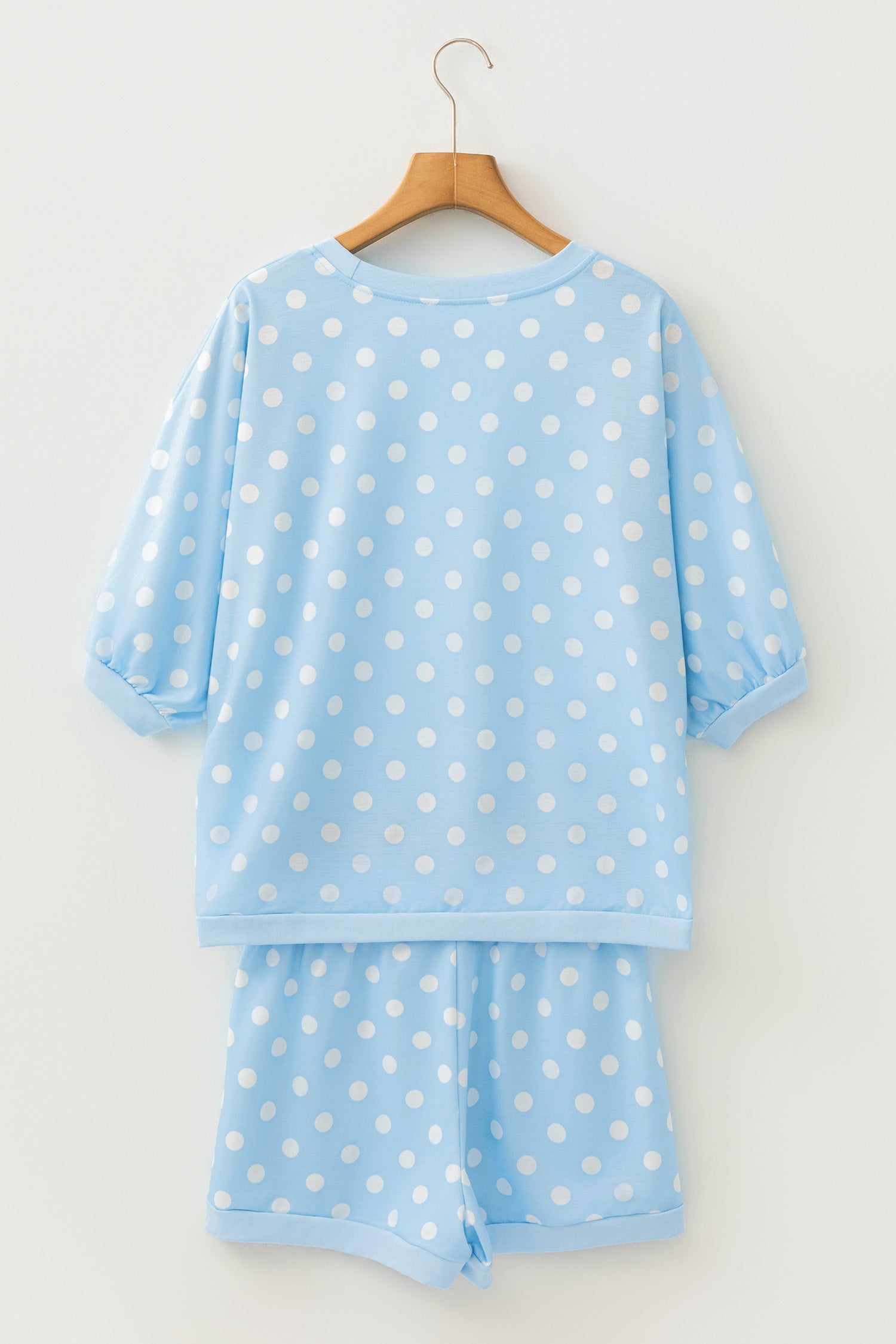Polka Dot Oversized Top & Shorts Co-ord Set | Beige Pink Blue Green