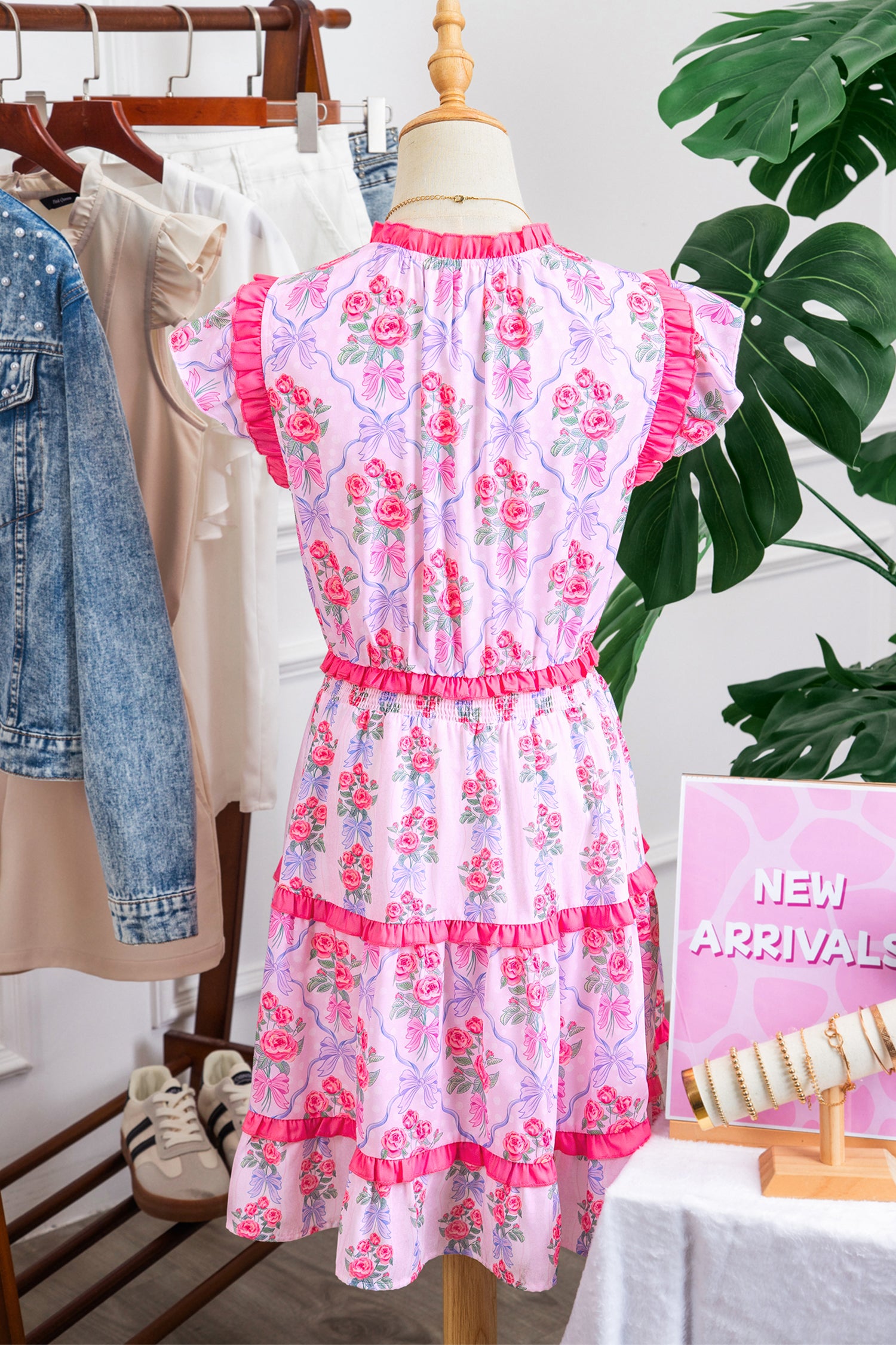 Purple Tiered Ruffle Sleeveless Summer Floral Mini Dress S-XL