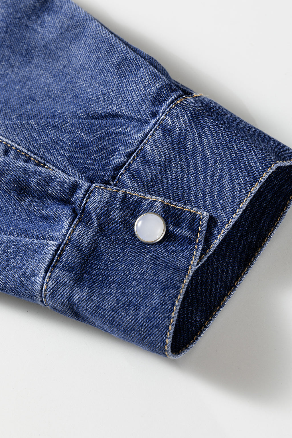 Blue Denim Shirt Collar Long Sleeve Flared Mini Dress | UK 8-22