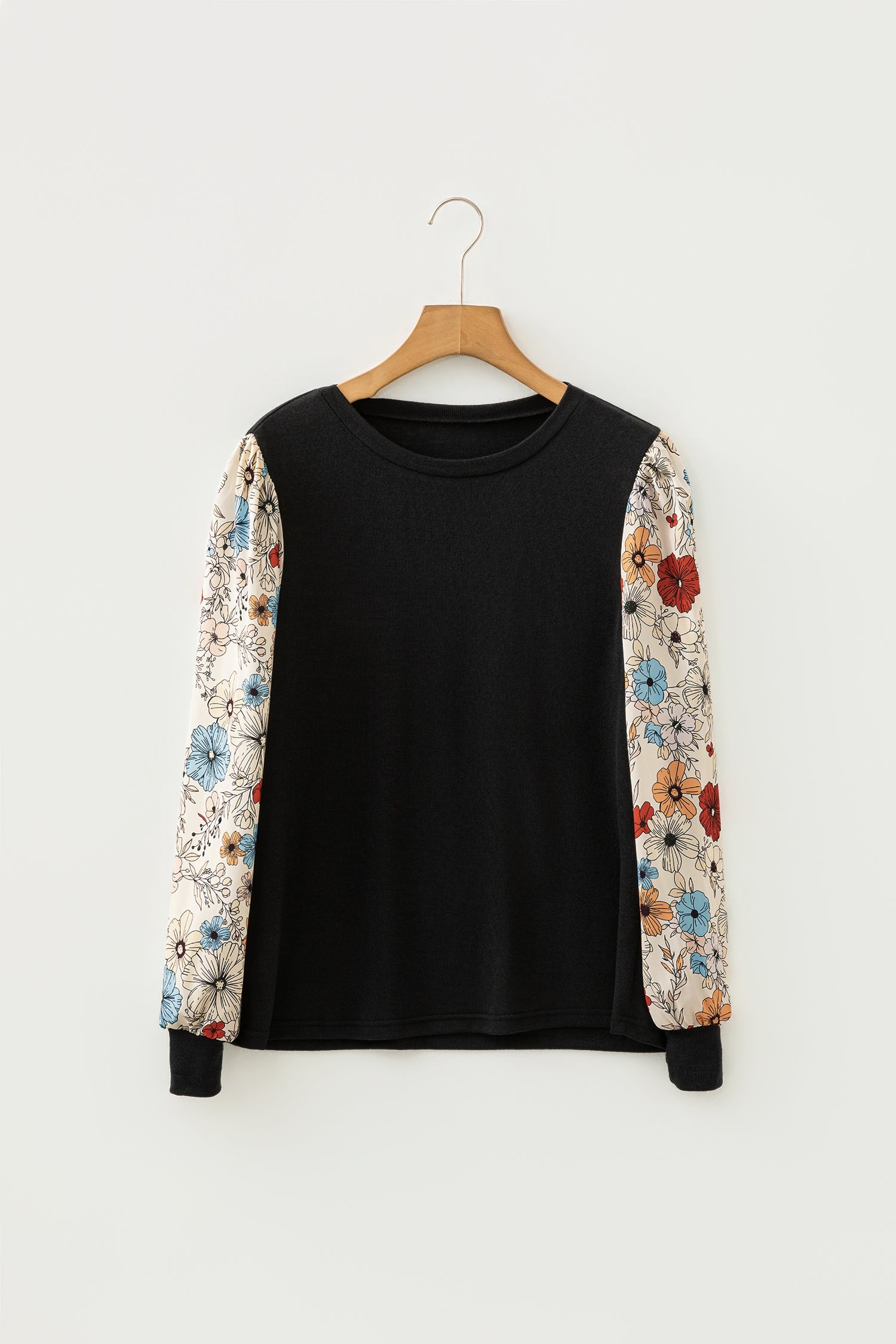 Women's Khaki & Apricot Leopard Patchwork Puff Sleeve Top S-XL at LivelyLooks
