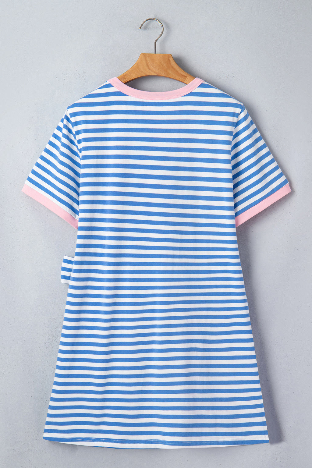 Women's Sky Blue Nautical Stripe Tie Waist Mini Dress at LivelyLooks
