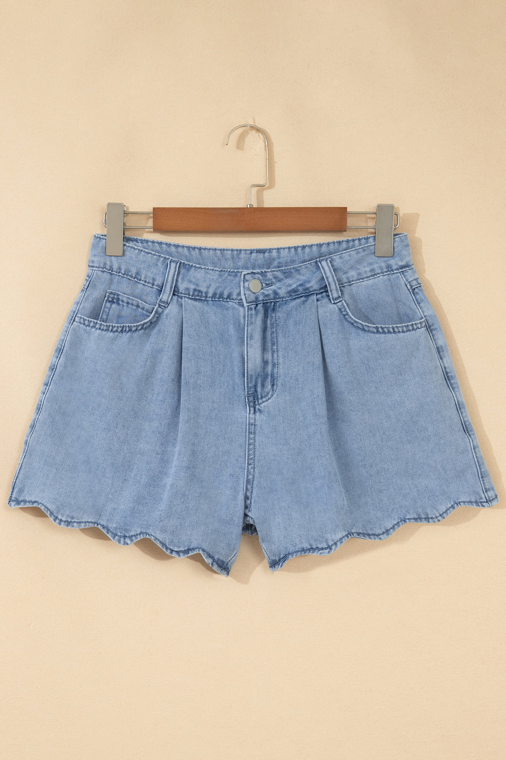 Blue Scalloped Hem Denim Shorts | Casual Summer | UK 8-20