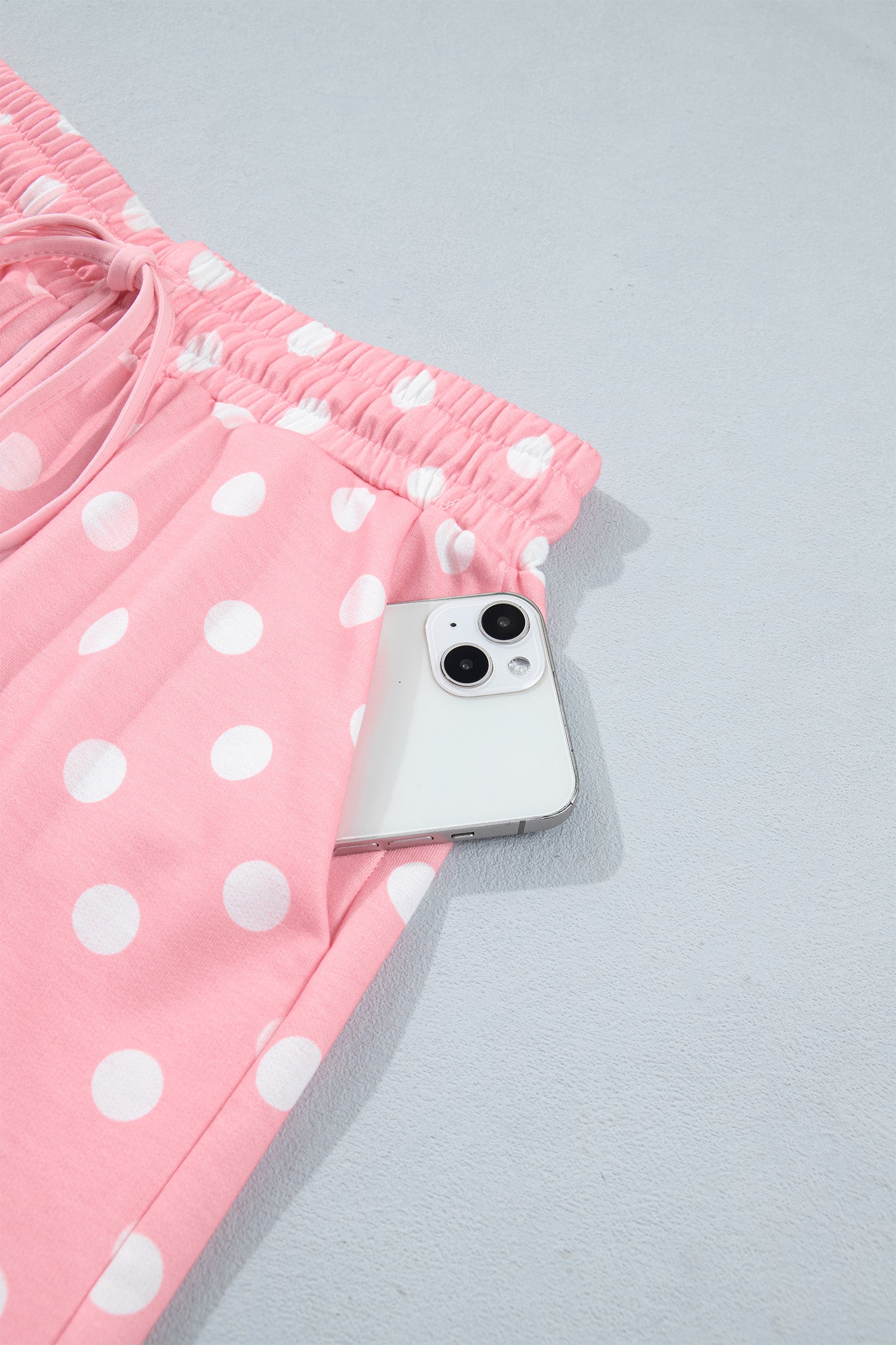 Polka Dot Oversized Top & Shorts Co-ord Set | Beige Pink Blue Green