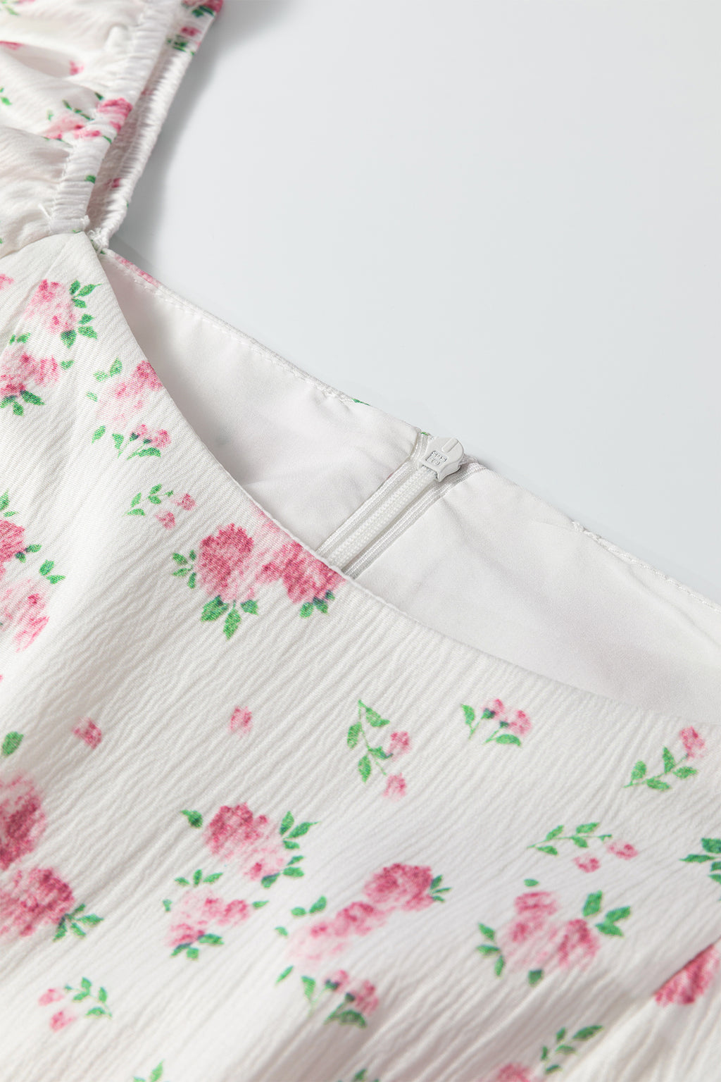 Pink Floral Long Sleeve Ruffle Detail Flared Mini Dress S-XL