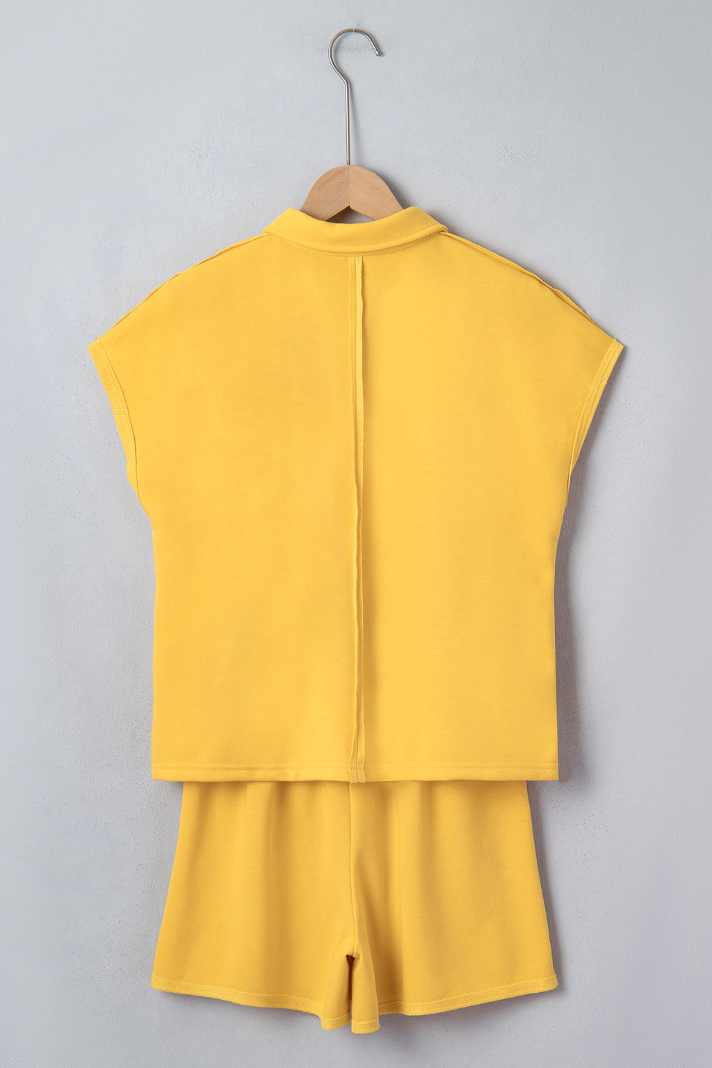 LivelyLooks Yellow & Blue Loose Polo Tee & Elastic Waist Shorts Co-ord Set | S-XL women's fashion