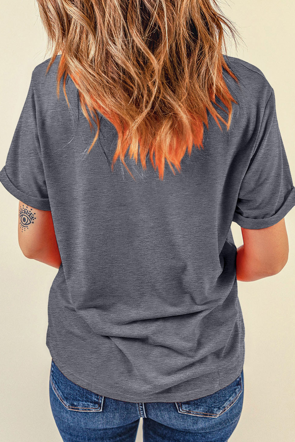 Shop Gray Flag Pattern Sunflower Graphic Crew Neck Tee S-3XL at LivelyLooks