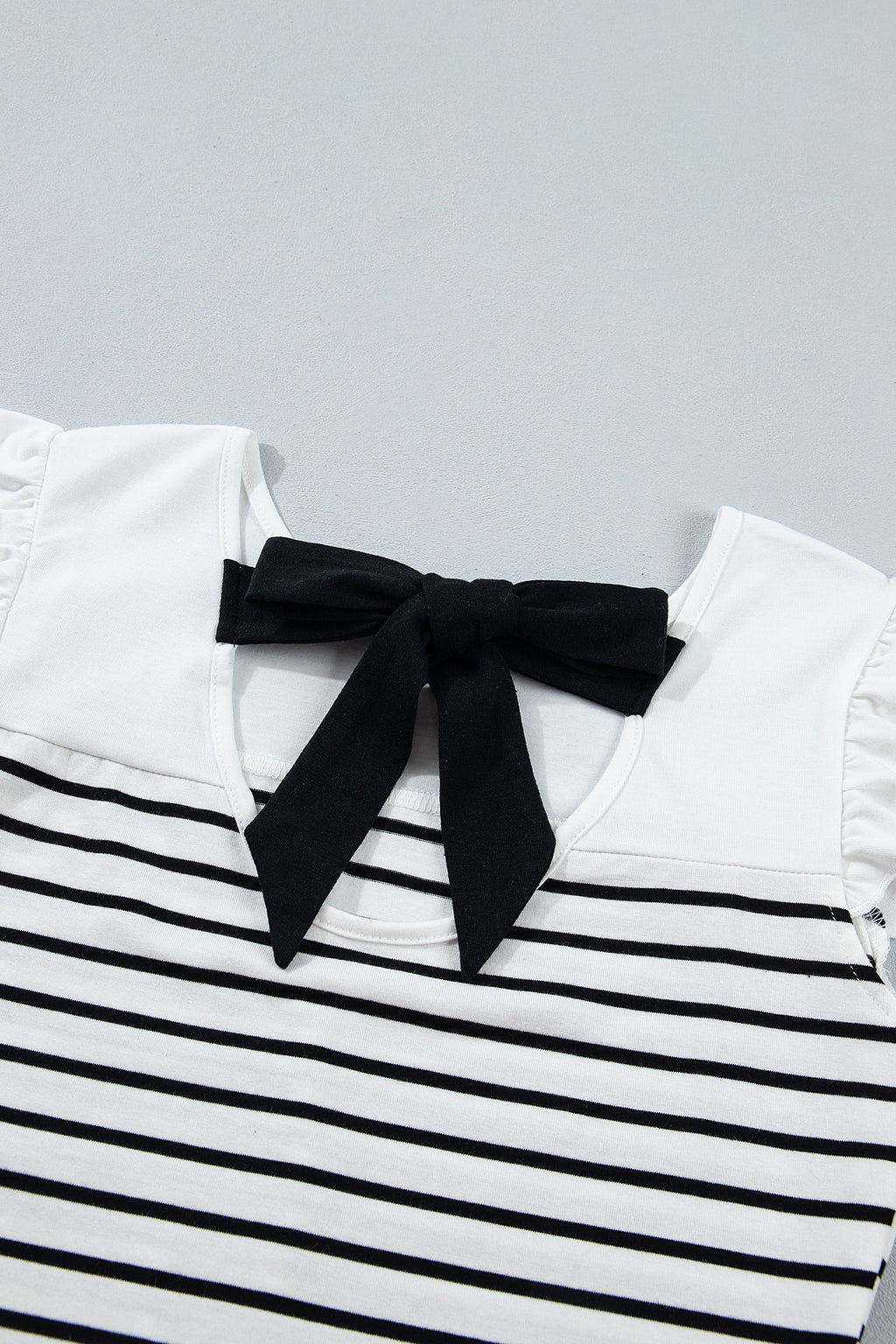 White Stripe Ruffle Trim Knot Back Tank Top | Sizes S-XL