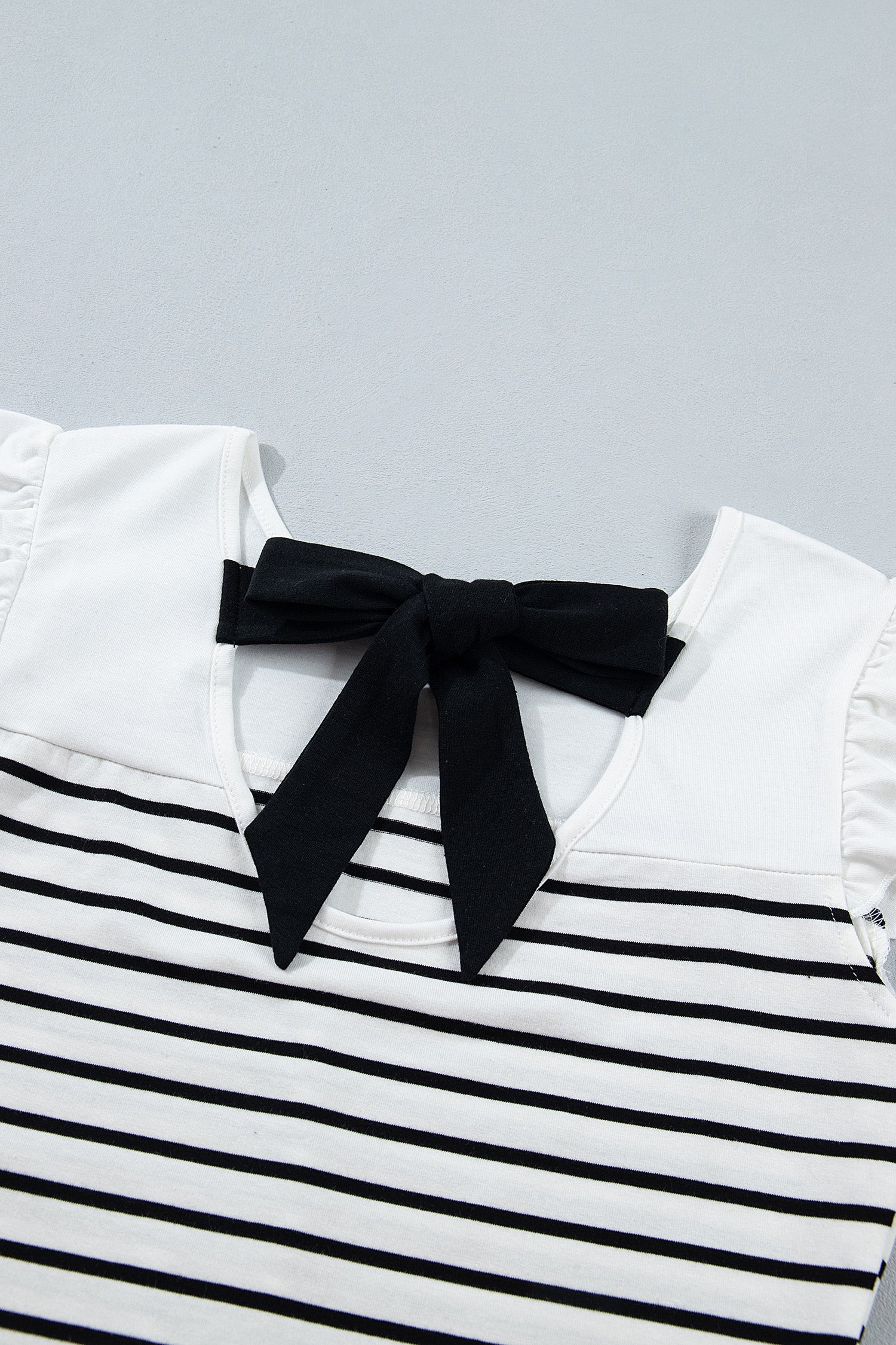 White Stripe Ruffle Trim Knot Back Tank Top | Sizes S-XL