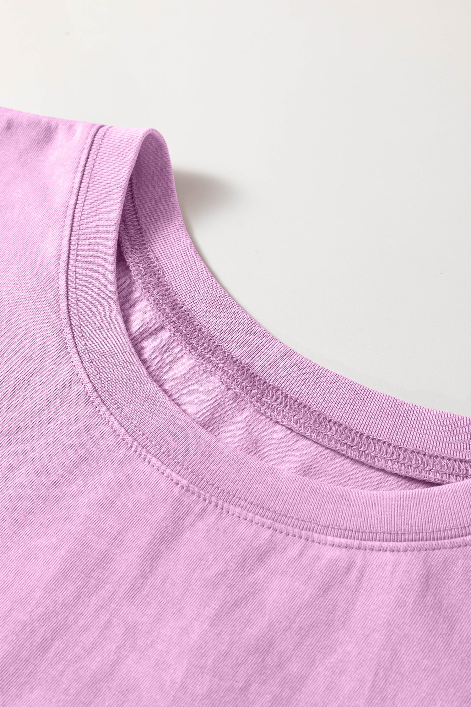 Women's Mineral Wash Cotton Crew Neck Tee & Shorts Set Pink S-XL